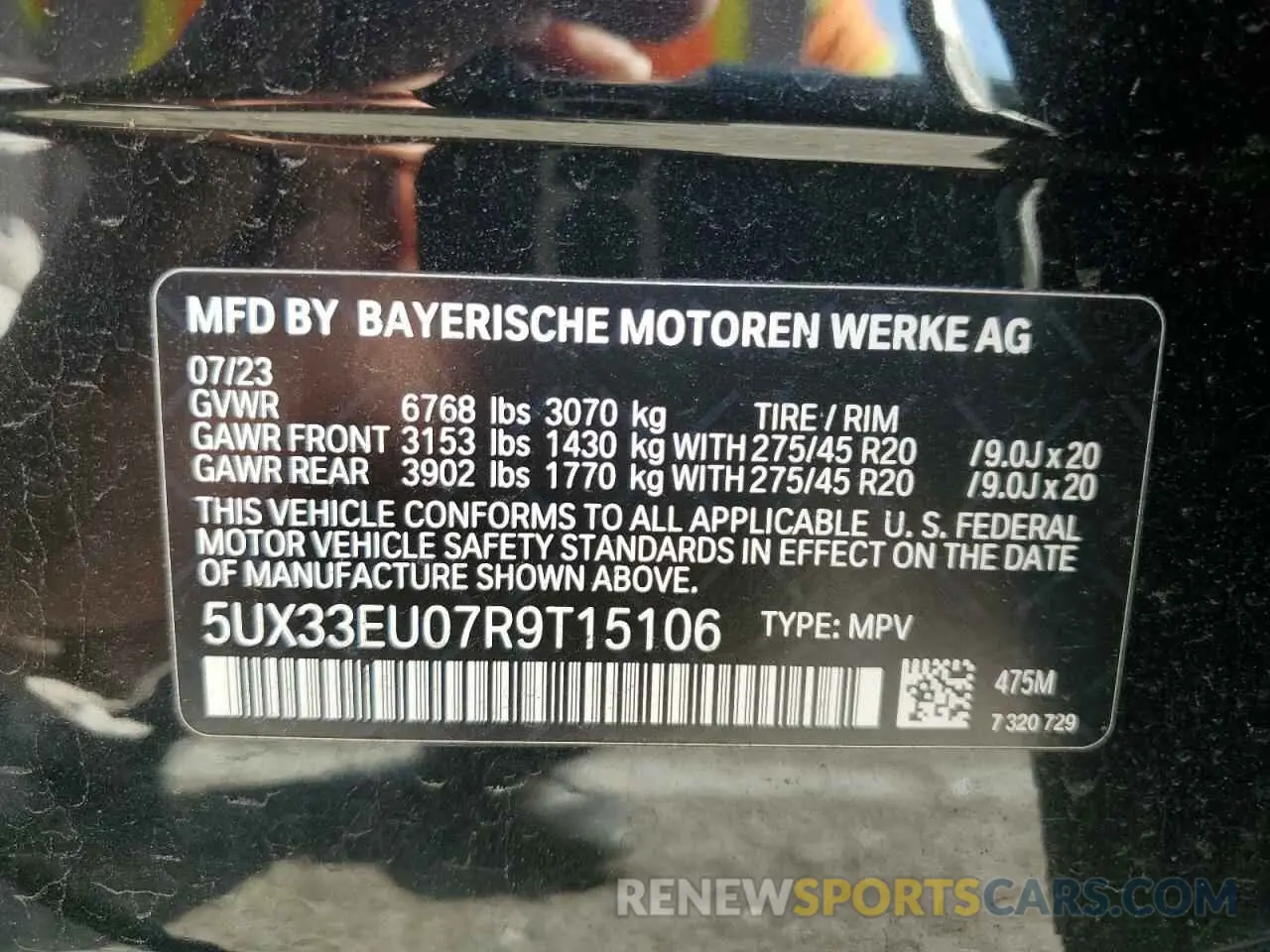 13 Photograph of a damaged car 5UX33EU07R9T15106 BMW X5 M60I 2024