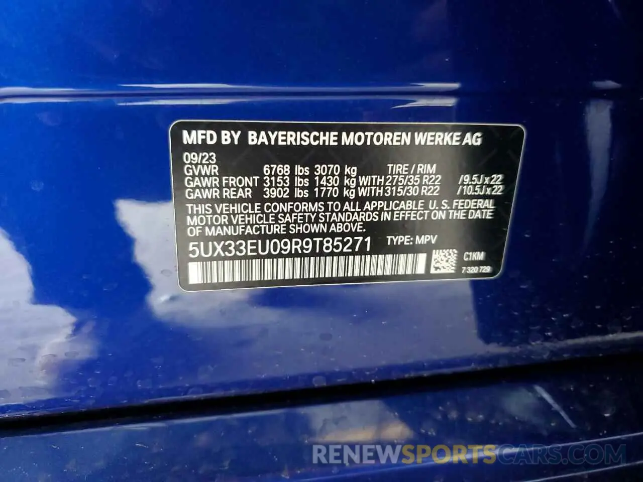 13 Photograph of a damaged car 5UX33EU09R9T85271 BMW X5 M60I 2024
