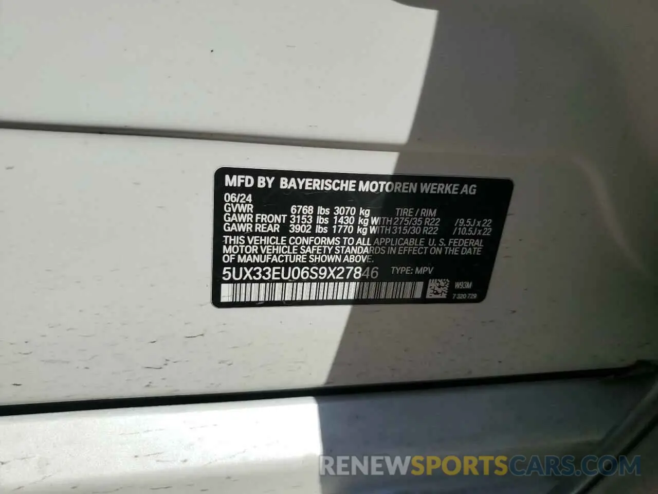 13 Photograph of a damaged car 5UX33EU06S9X27846 BMW X5 M60I 2025