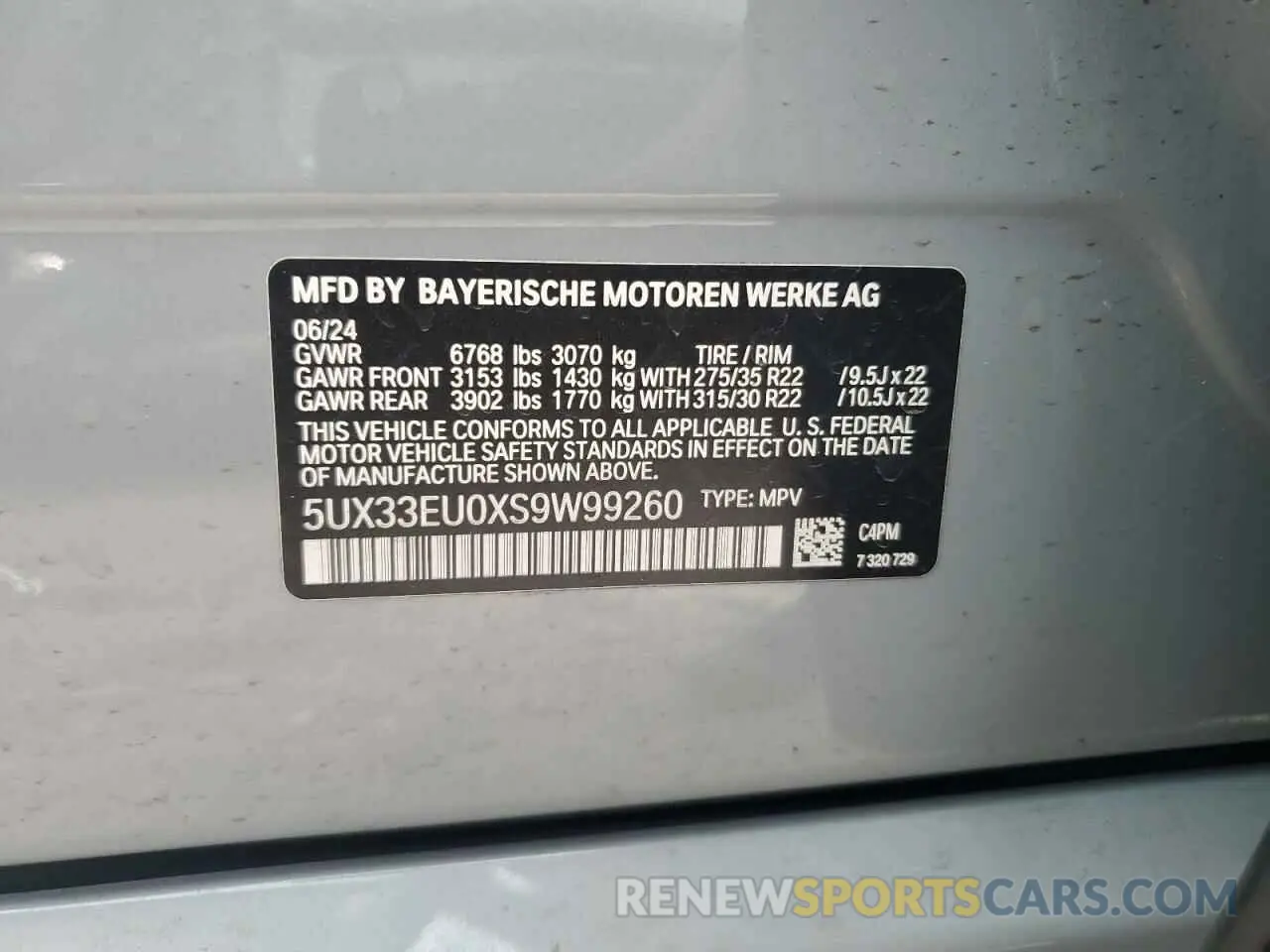 16 Photograph of a damaged car 5UX33EU0XS9W99260 BMW X5 M60I 2025