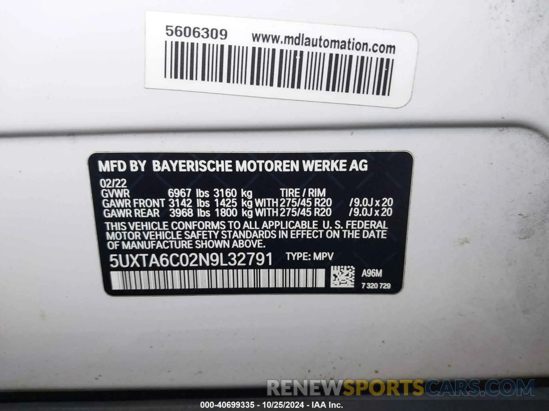9 Photograph of a damaged car 5UXTA6C02N9L32791 BMW X5 PHEV 2022