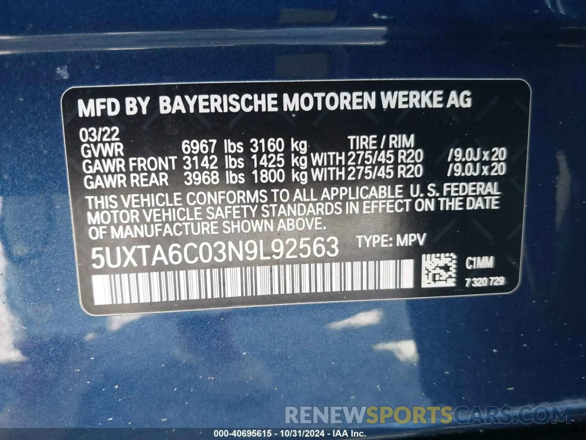 9 Photograph of a damaged car 5UXTA6C03N9L92563 BMW X5 PHEV 2022