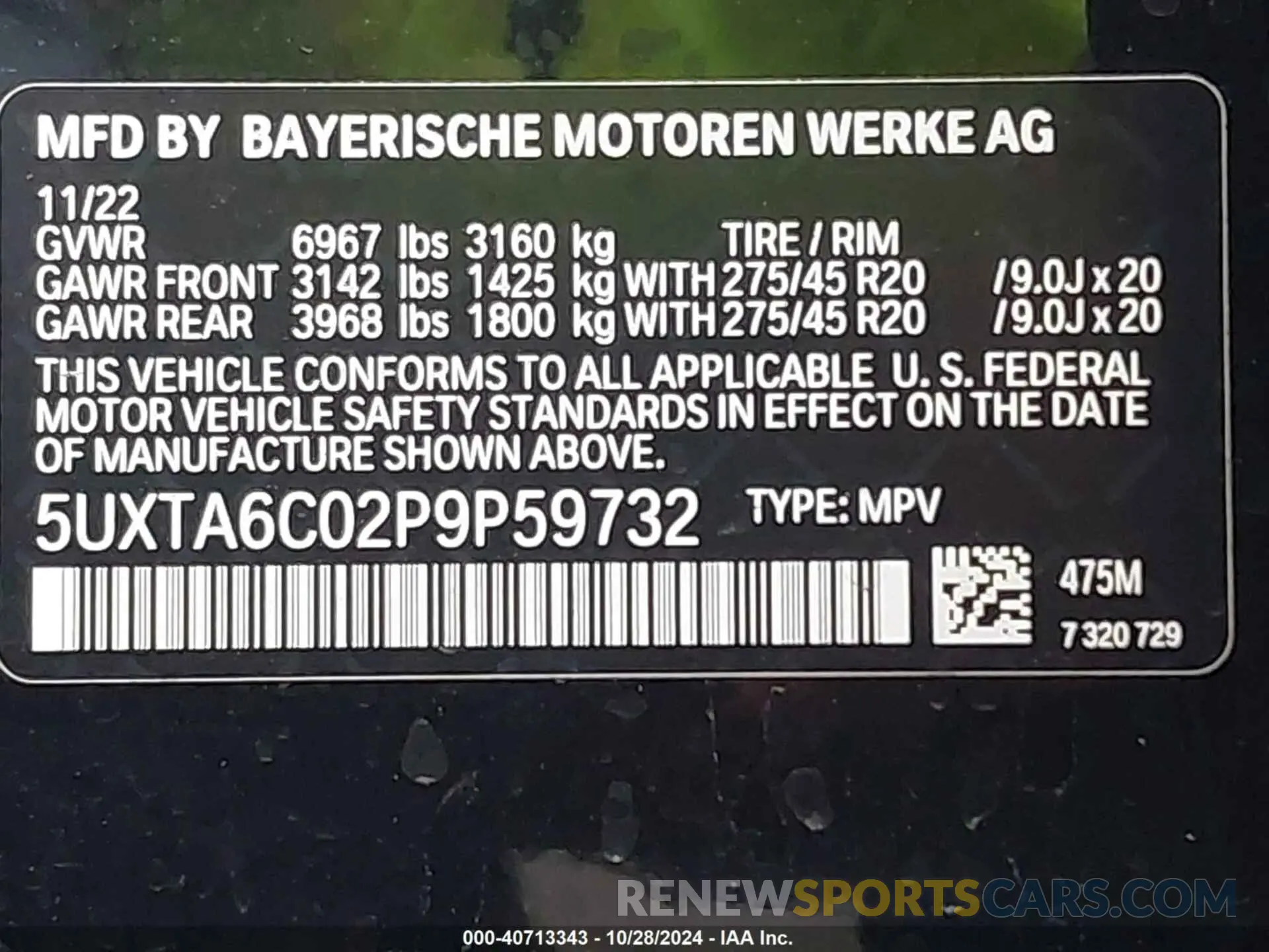 9 Photograph of a damaged car 5UXTA6C02P9P59732 BMW X5 PHEV 2023