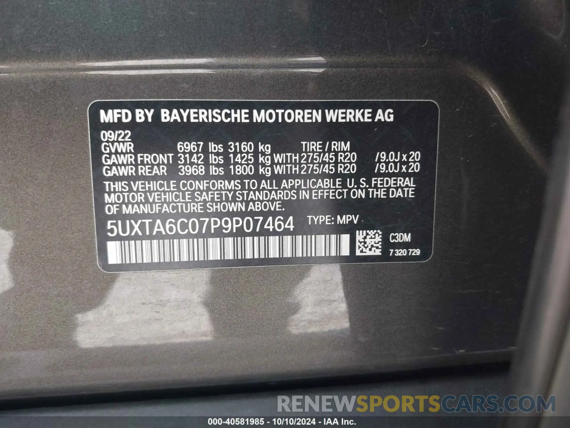 9 Photograph of a damaged car 5UXTA6C07P9P07464 BMW X5 PHEV 2023