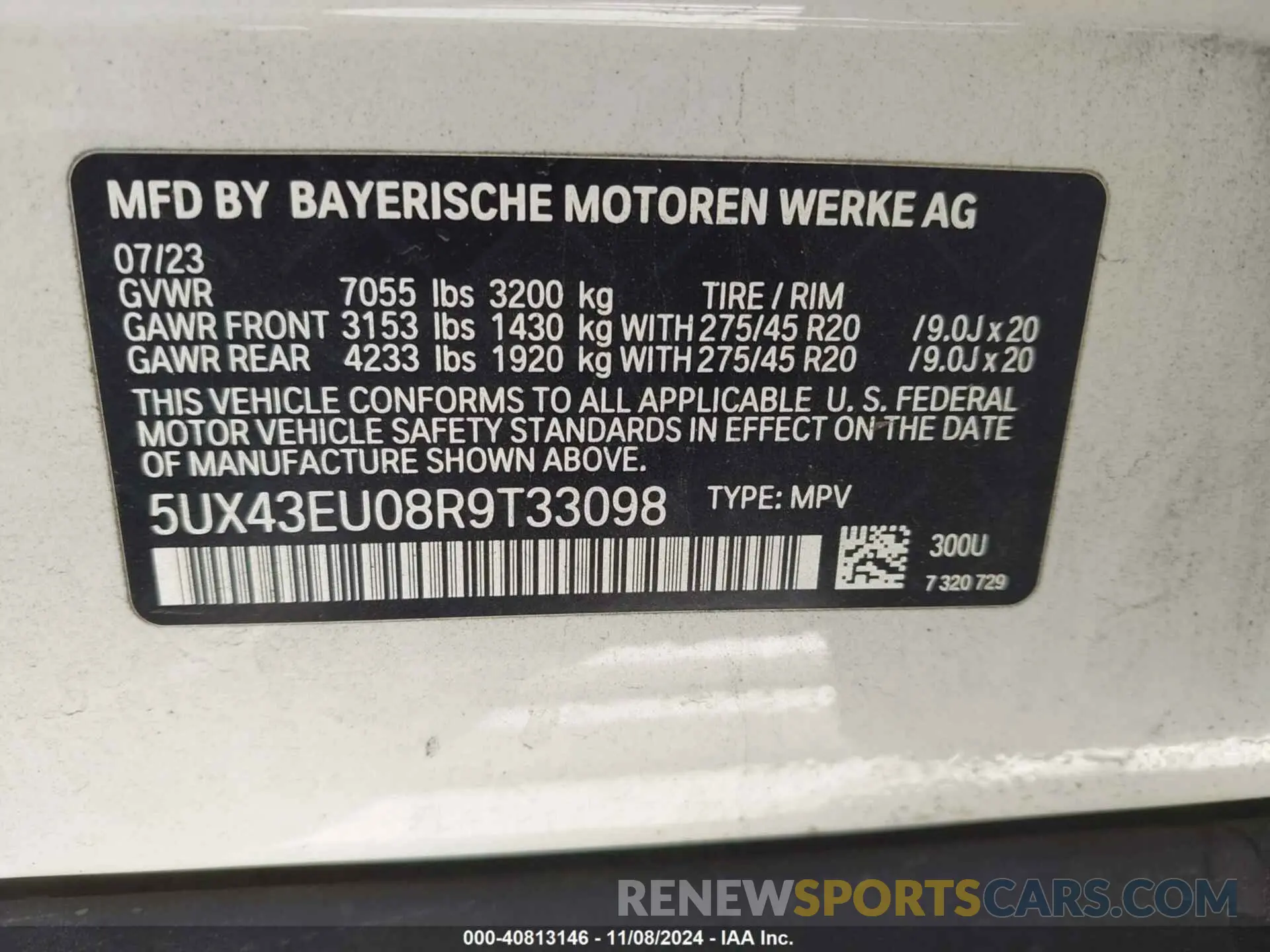 9 Photograph of a damaged car 5UX43EU08R9T33098 BMW X5 PHEV 2024