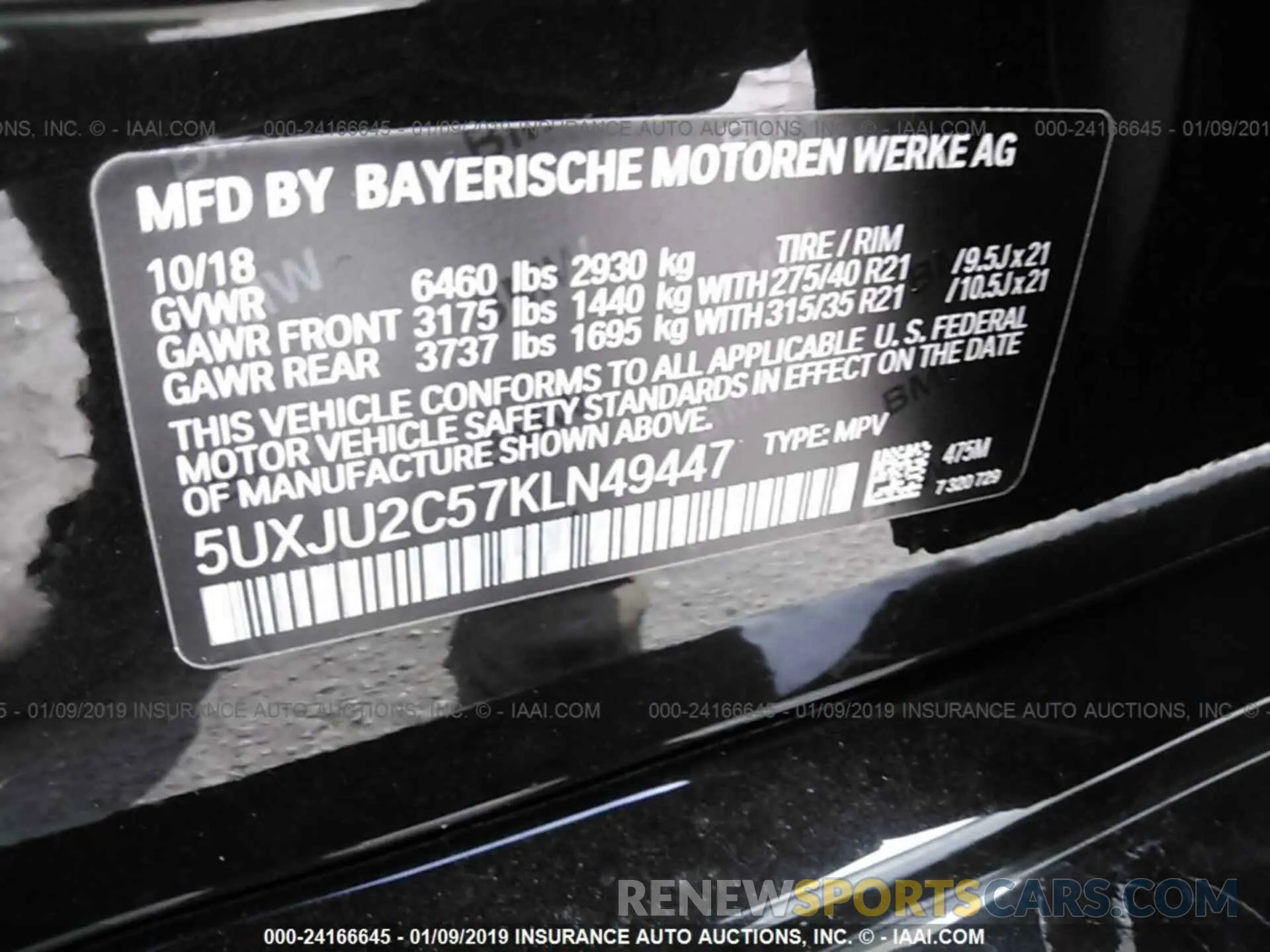 9 Photograph of a damaged car 5UXJU2C57KLN49447 BMW X6 2019