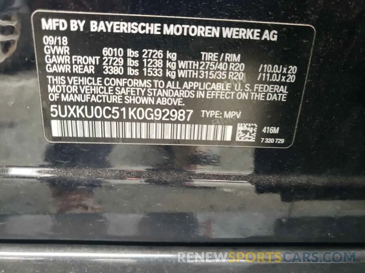 13 Photograph of a damaged car 5UXKU0C51K0G92987 BMW X6 2019