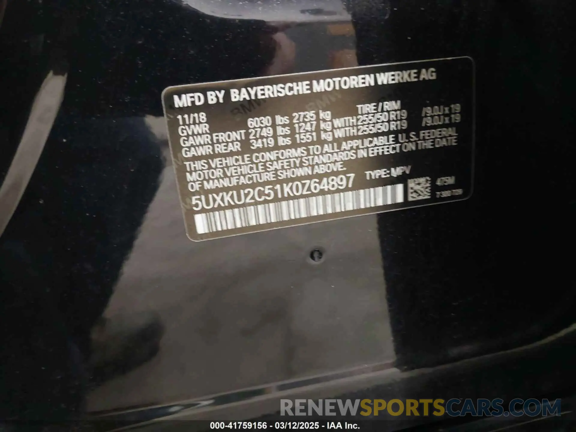9 Photograph of a damaged car 5UXKU2C51K0Z64897 BMW X6 2019