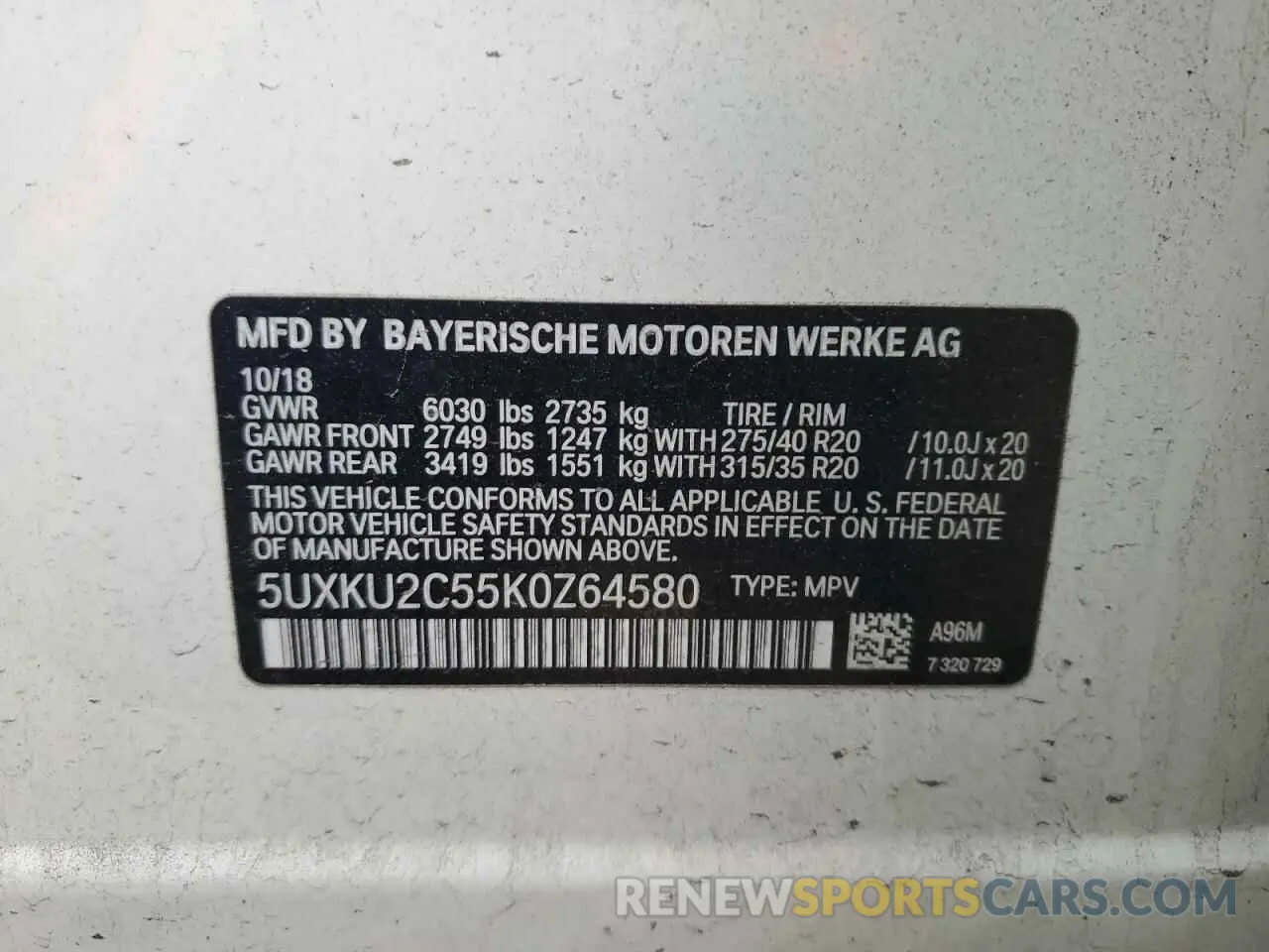 16 Photograph of a damaged car 5UXKU2C55K0Z64580 BMW X6 2019