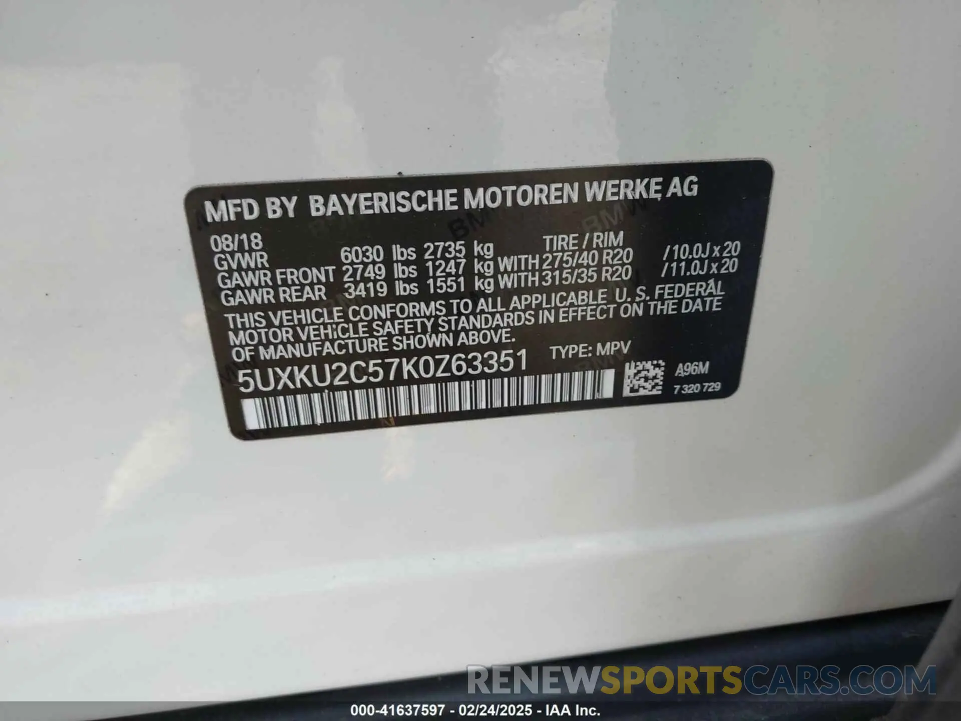 9 Photograph of a damaged car 5UXKU2C57K0Z63351 BMW X6 2019
