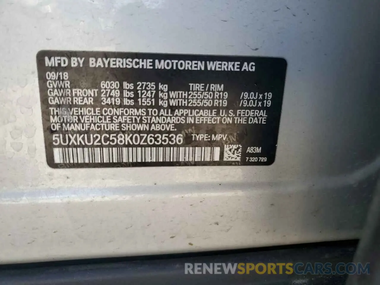 13 Photograph of a damaged car 5UXKU2C58K0Z63536 BMW X6 2019