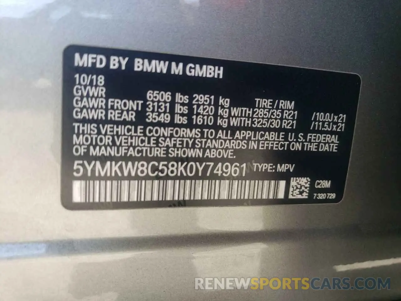 13 Photograph of a damaged car 5YMKW8C58K0Y74961 BMW X6 2019