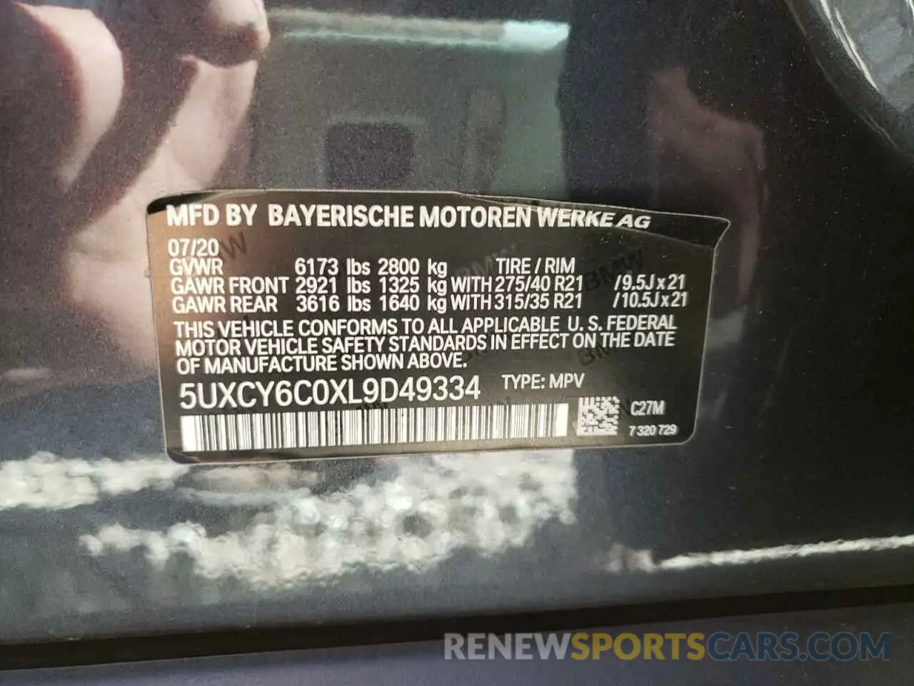 10 Photograph of a damaged car 5UXCY6C0XL9D49334 BMW X6 2020