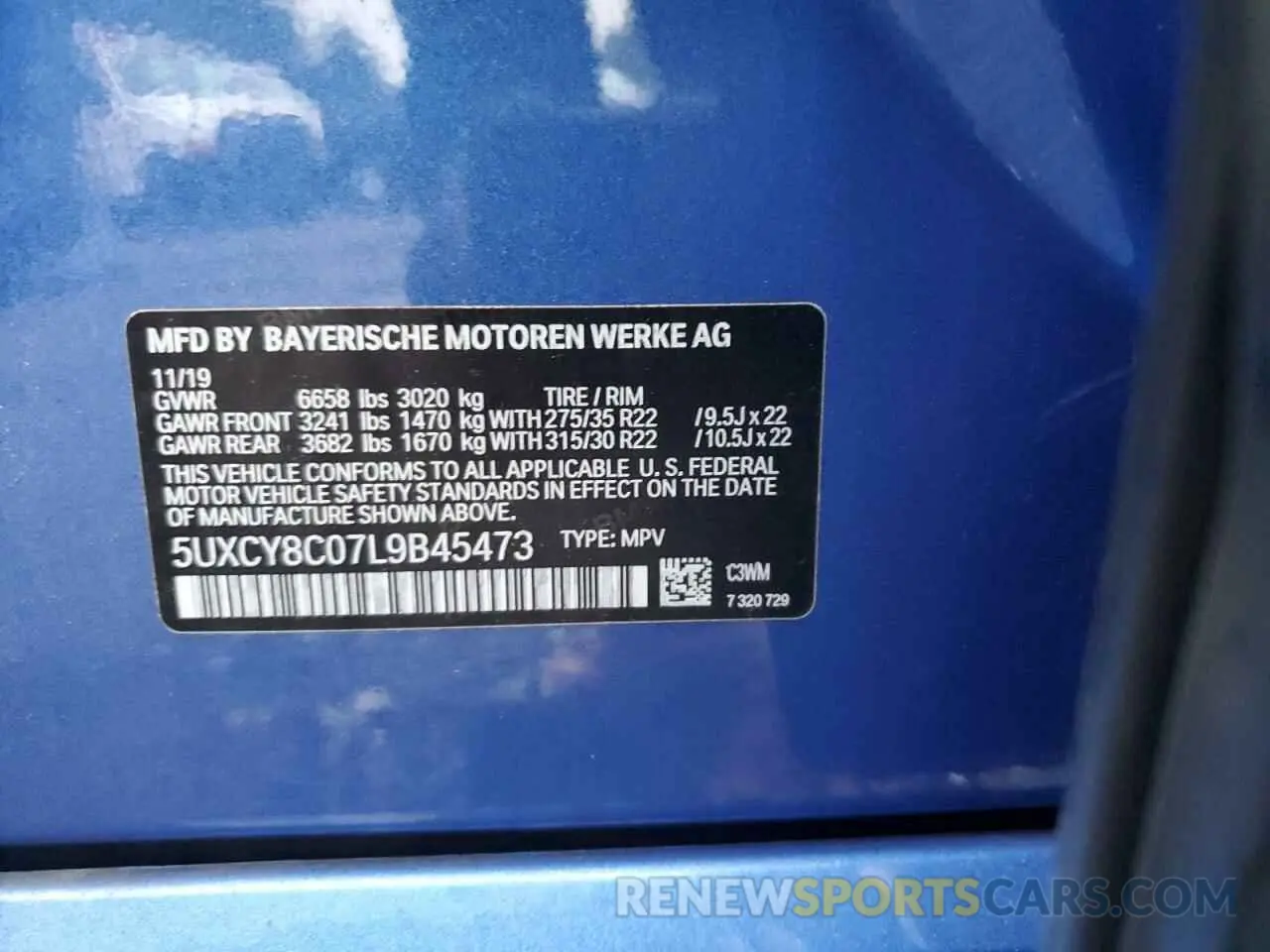 13 Photograph of a damaged car 5UXCY8C07L9B45473 BMW X6 2020