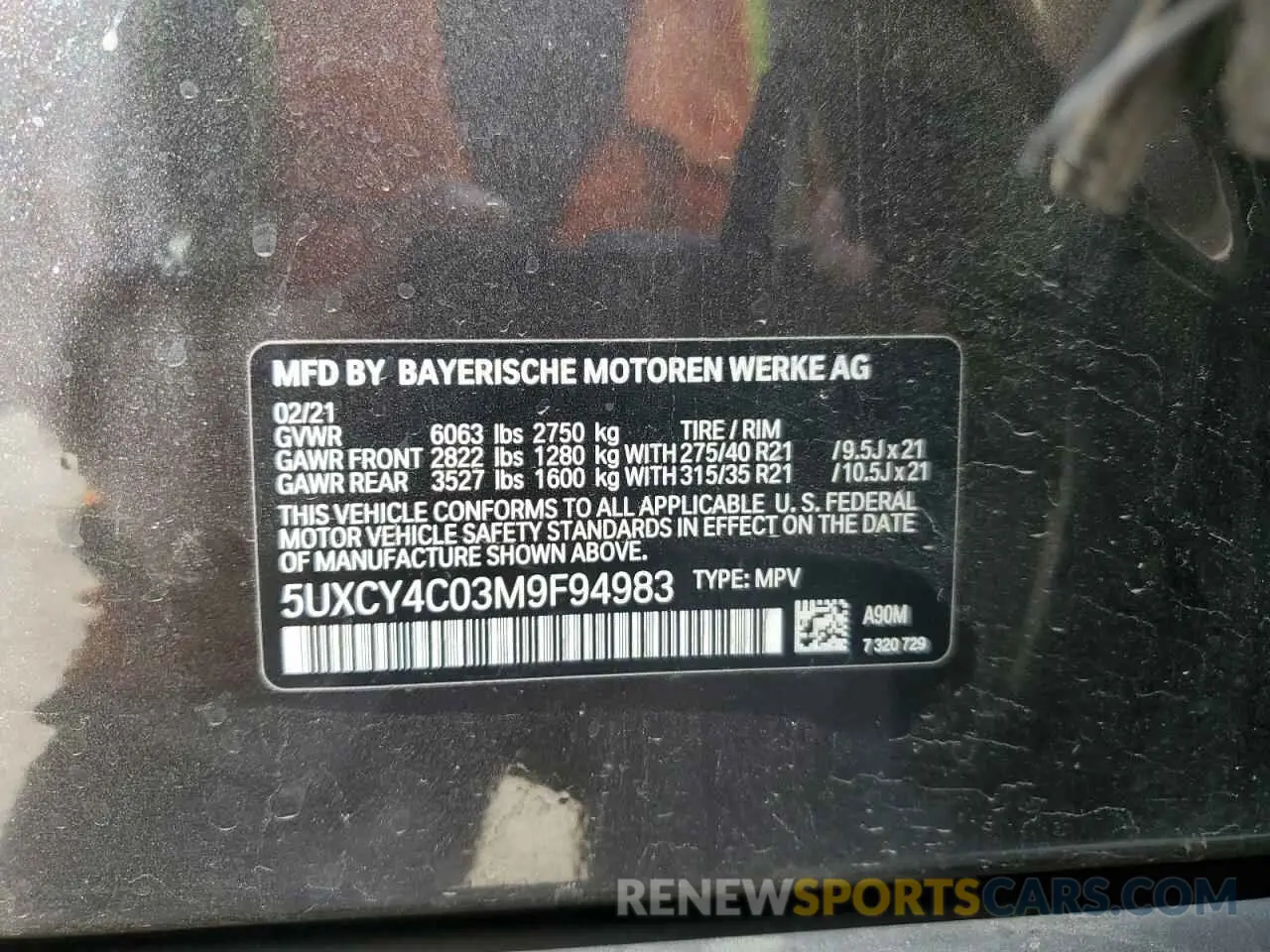 13 Photograph of a damaged car 5UXCY4C03M9F94983 BMW X6 2021