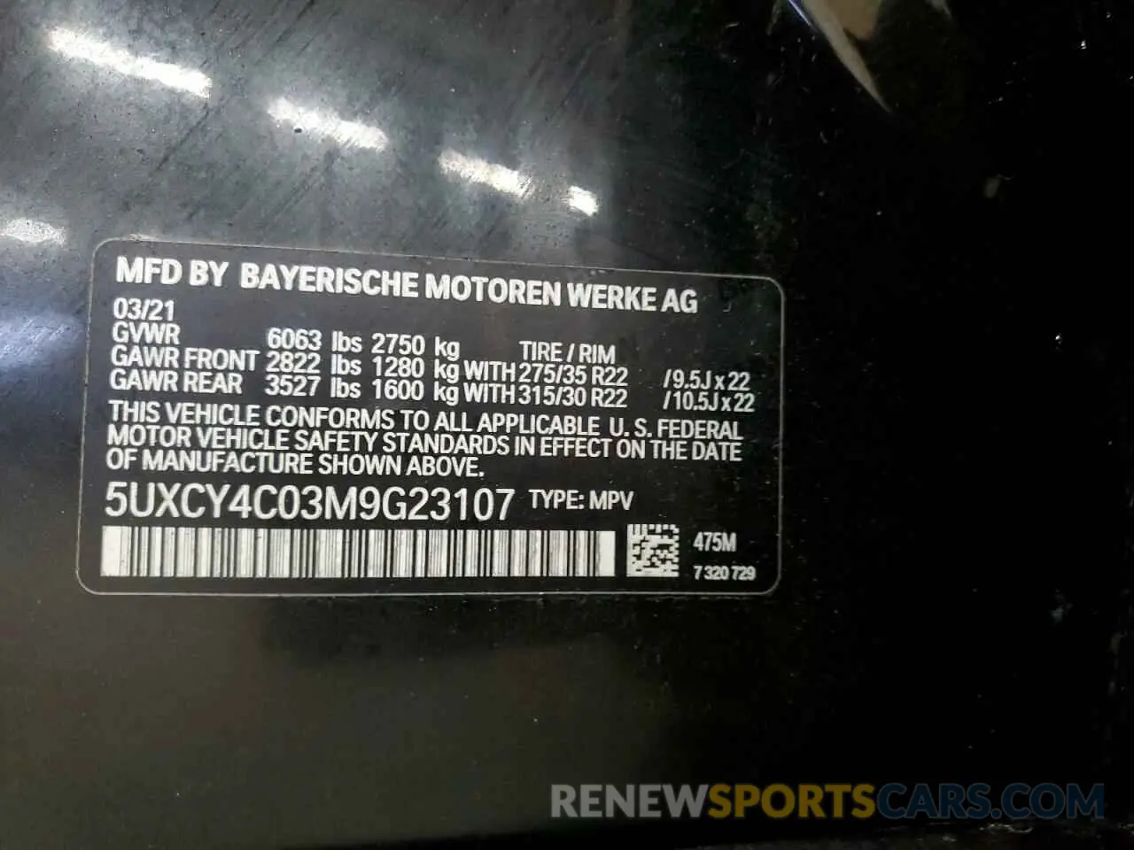 13 Photograph of a damaged car 5UXCY4C03M9G23107 BMW X6 2021