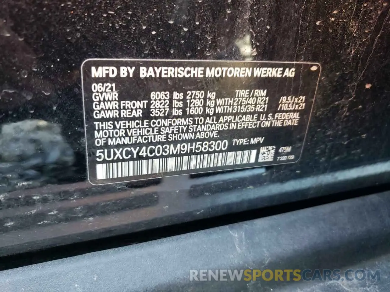 14 Photograph of a damaged car 5UXCY4C03M9H58300 BMW X6 2021