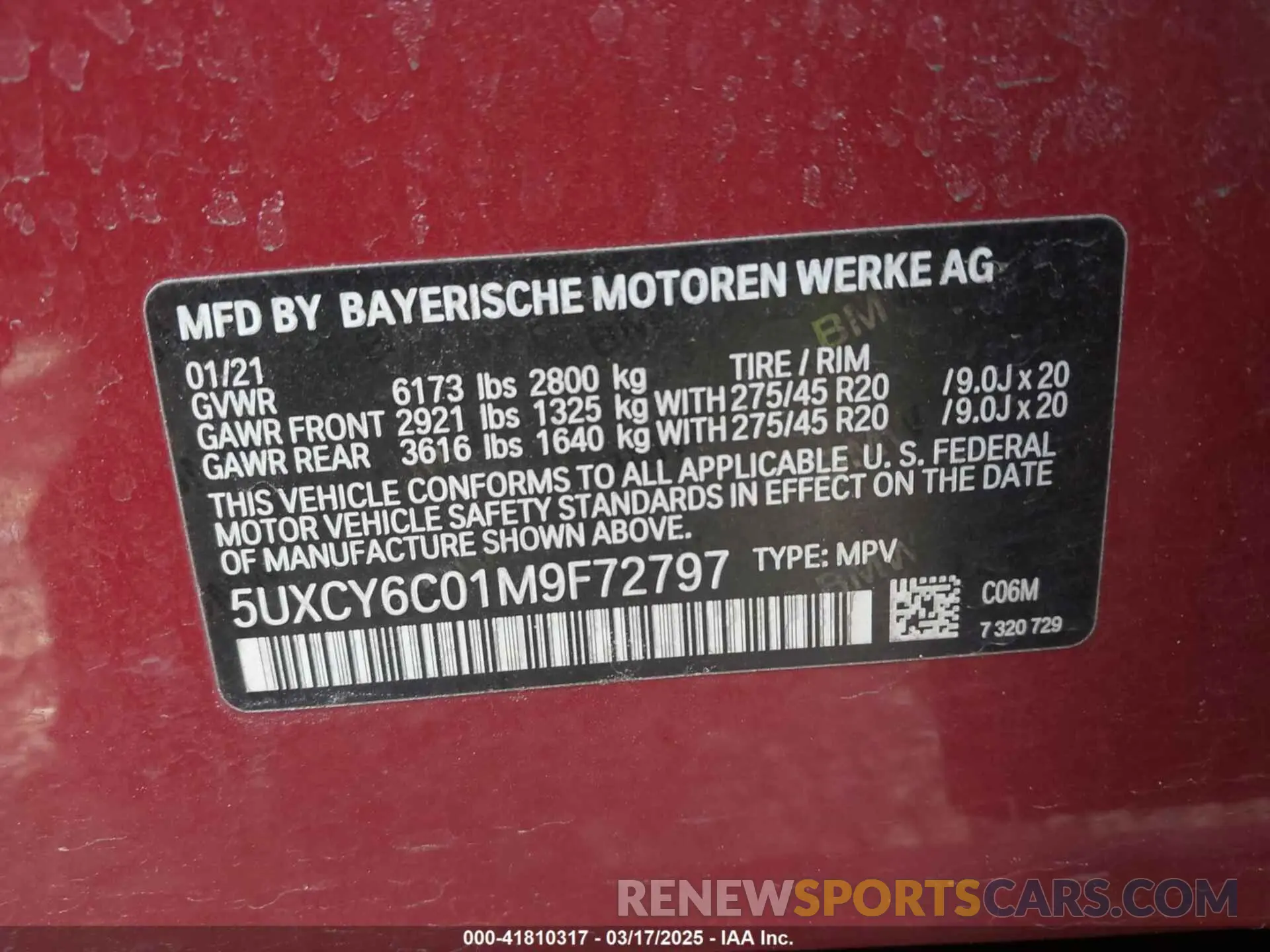 9 Photograph of a damaged car 5UXCY6C01M9F72797 BMW X6 2021