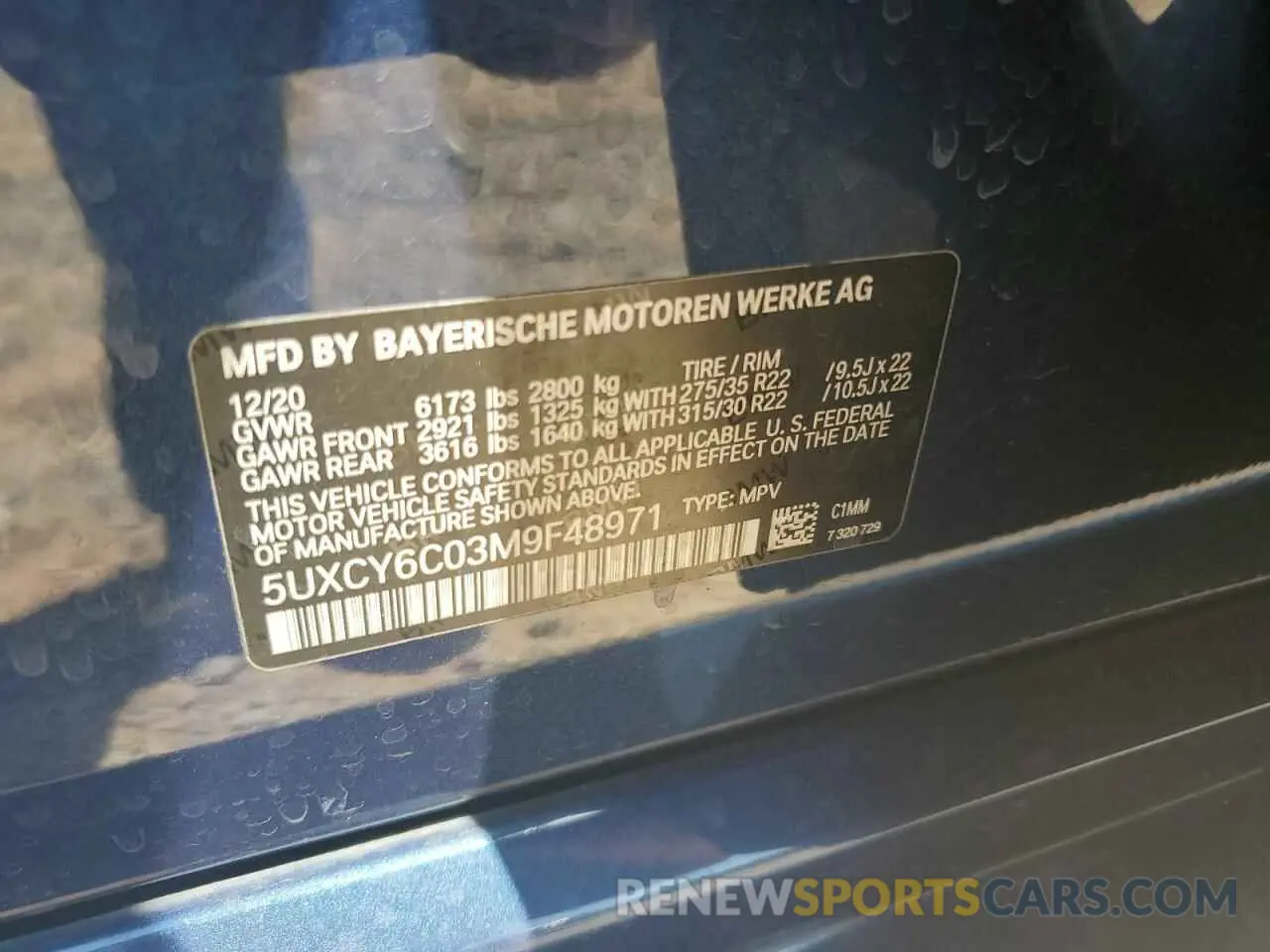 13 Photograph of a damaged car 5UXCY6C03M9F48971 BMW X6 2021