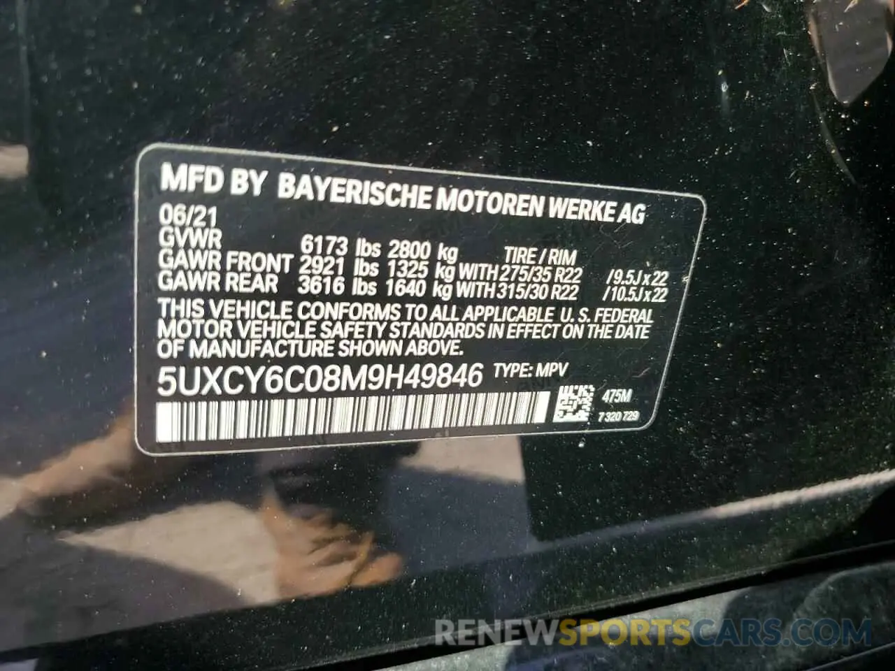 14 Photograph of a damaged car 5UXCY6C08M9H49846 BMW X6 2021