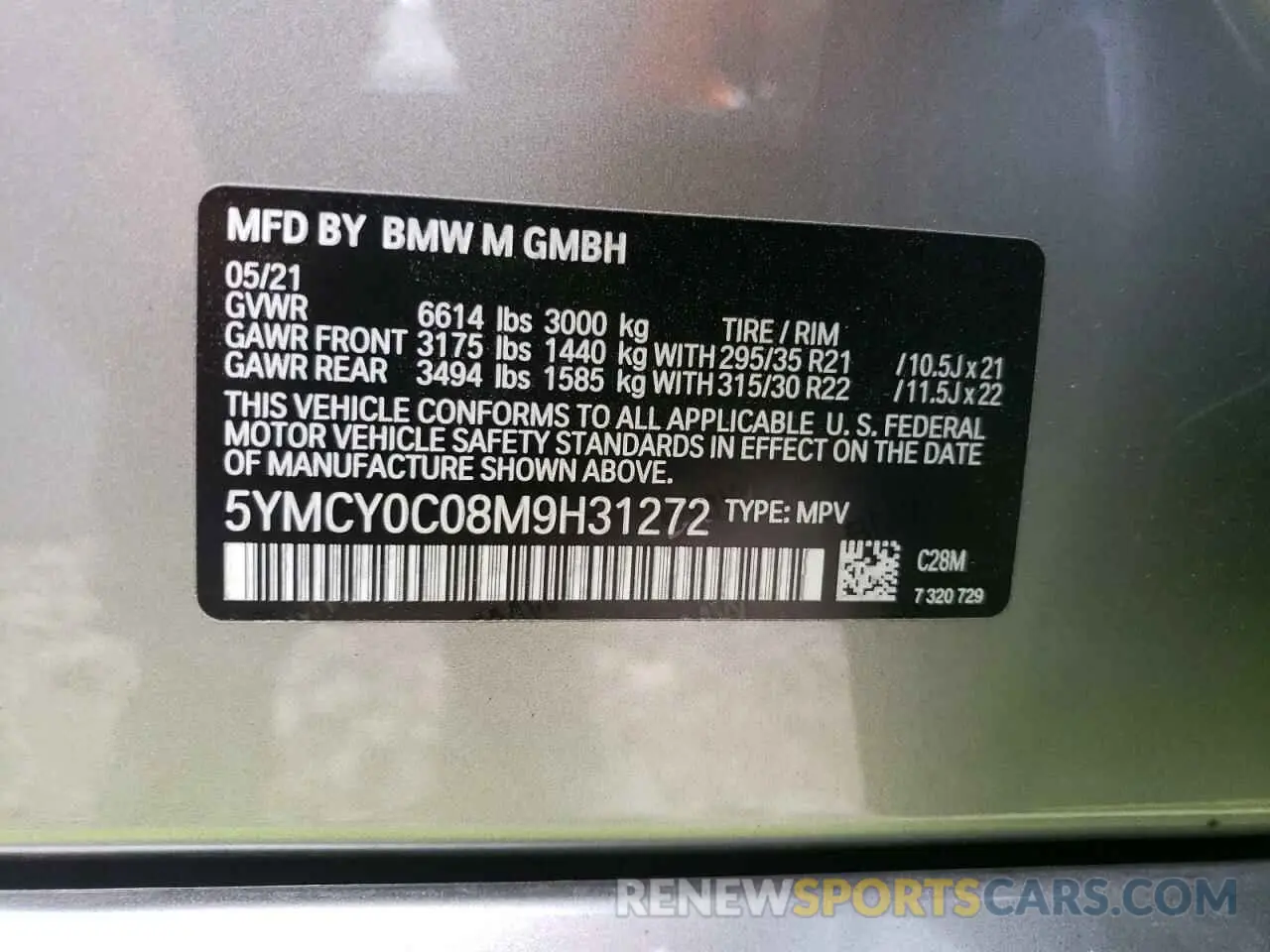 14 Photograph of a damaged car 5YMCY0C08M9H31272 BMW X6 2021