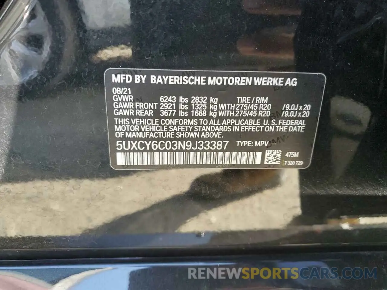 13 Photograph of a damaged car 5UXCY6C03N9J33387 BMW X6 2022