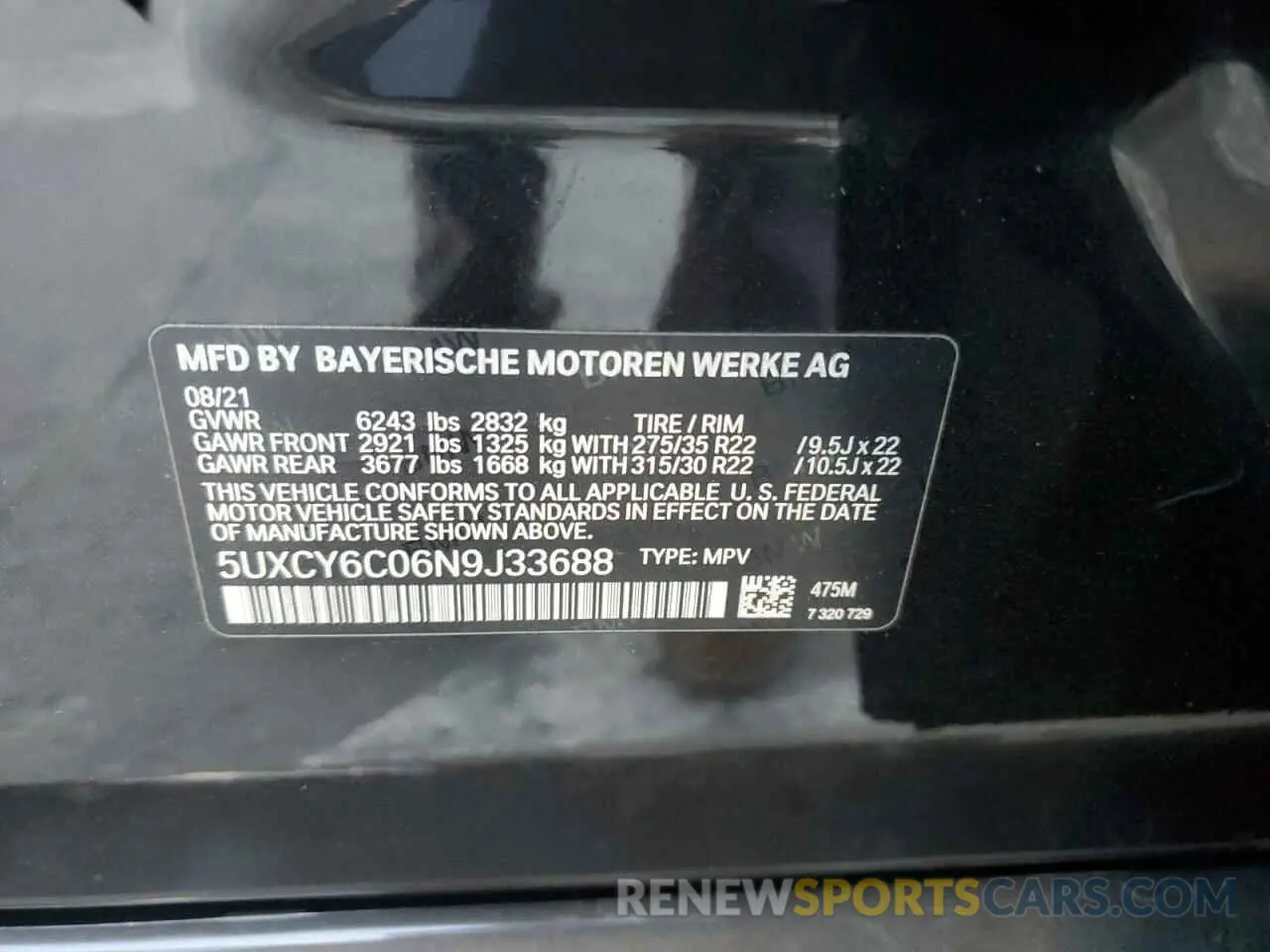 15 Photograph of a damaged car 5UXCY6C06N9J33688 BMW X6 2022