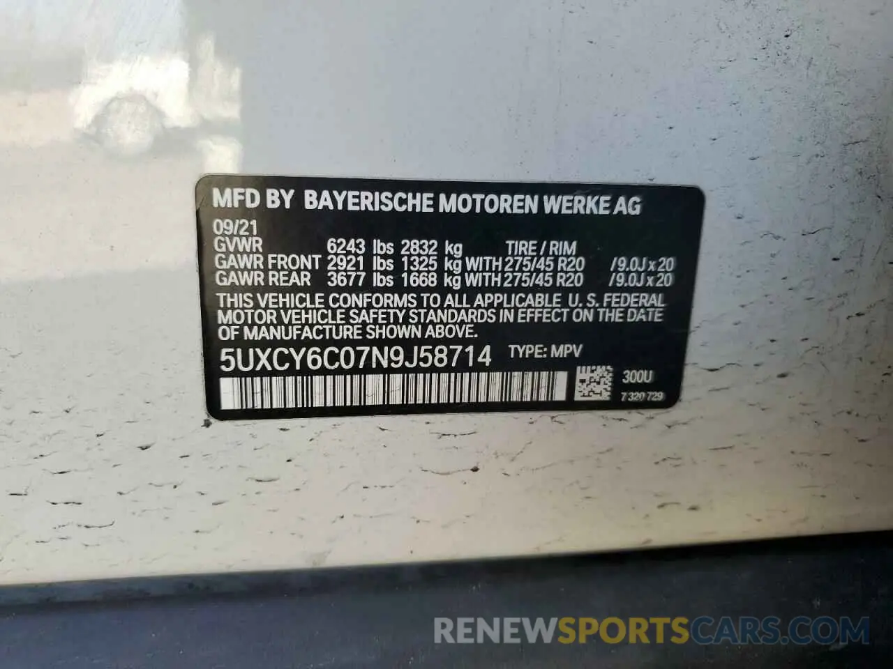 13 Photograph of a damaged car 5UXCY6C07N9J58714 BMW X6 2022