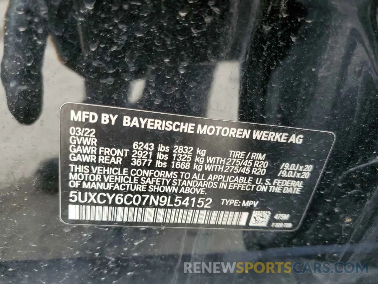 13 Photograph of a damaged car 5UXCY6C07N9L54152 BMW X6 2022