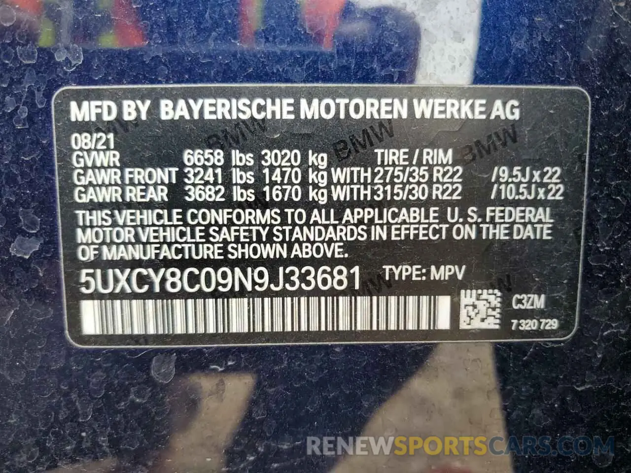 12 Photograph of a damaged car 5UXCY8C09N9J33681 BMW X6 2022