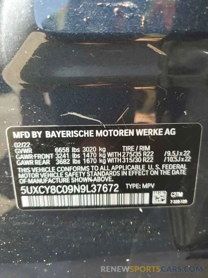 14 Photograph of a damaged car 5UXCY8C09N9L37672 BMW X6 2022