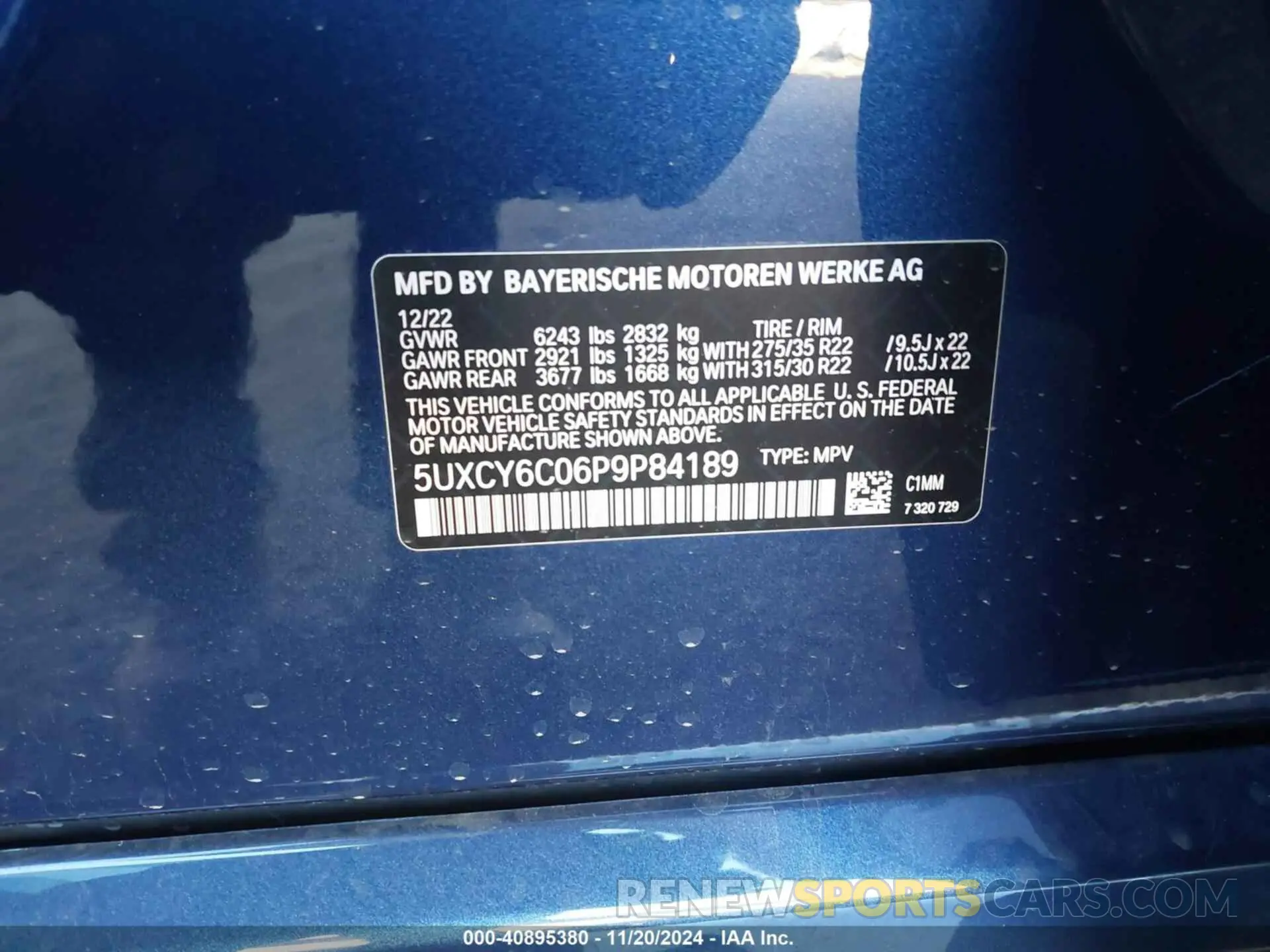 9 Photograph of a damaged car 5UXCY6C06P9P84189 BMW X6 2023