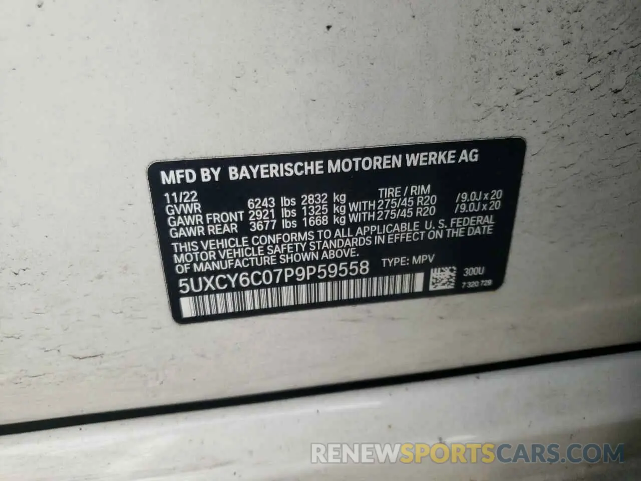 12 Photograph of a damaged car 5UXCY6C07P9P59558 BMW X6 2023