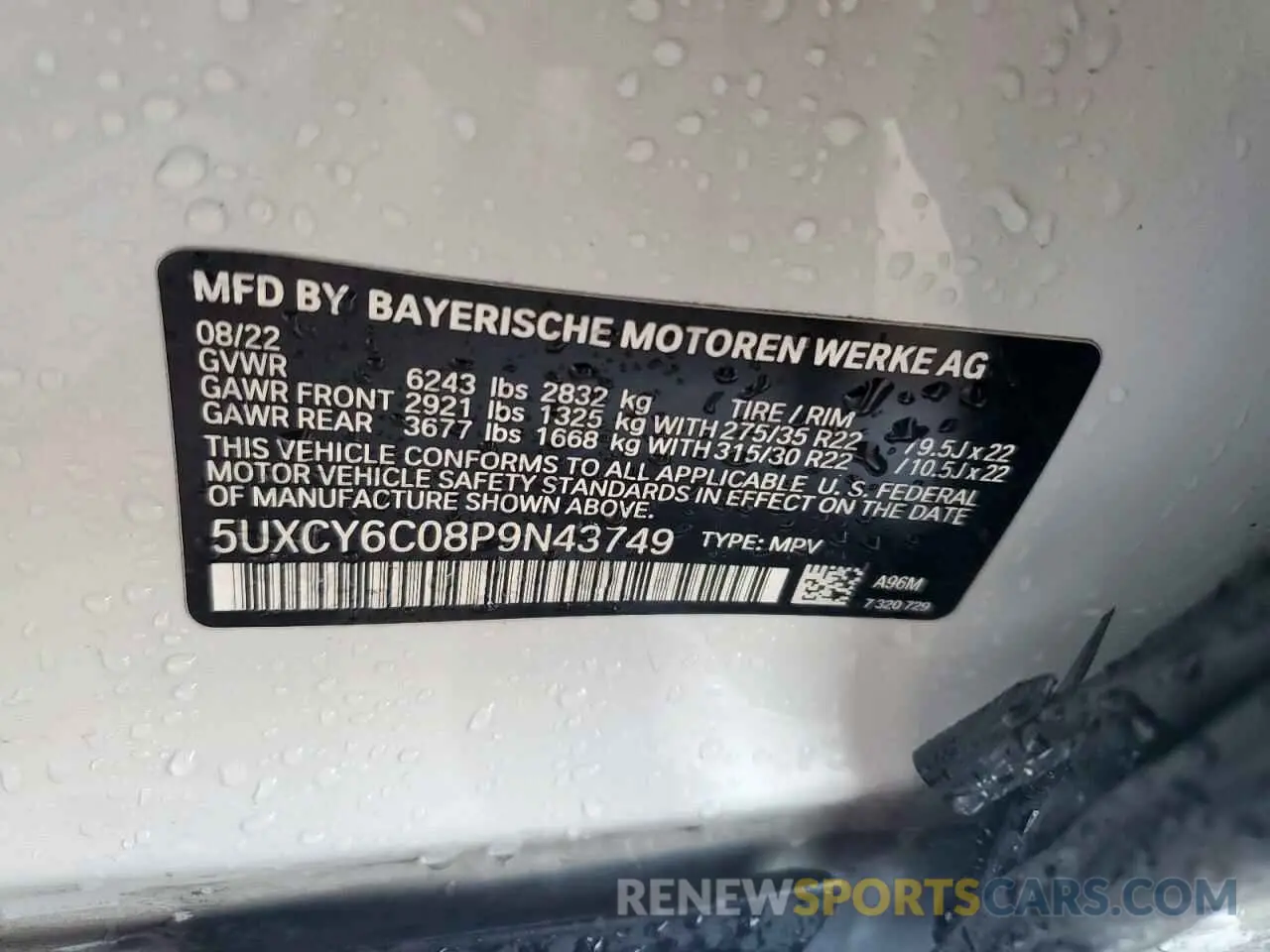 14 Photograph of a damaged car 5UXCY6C08P9N43749 BMW X6 2023