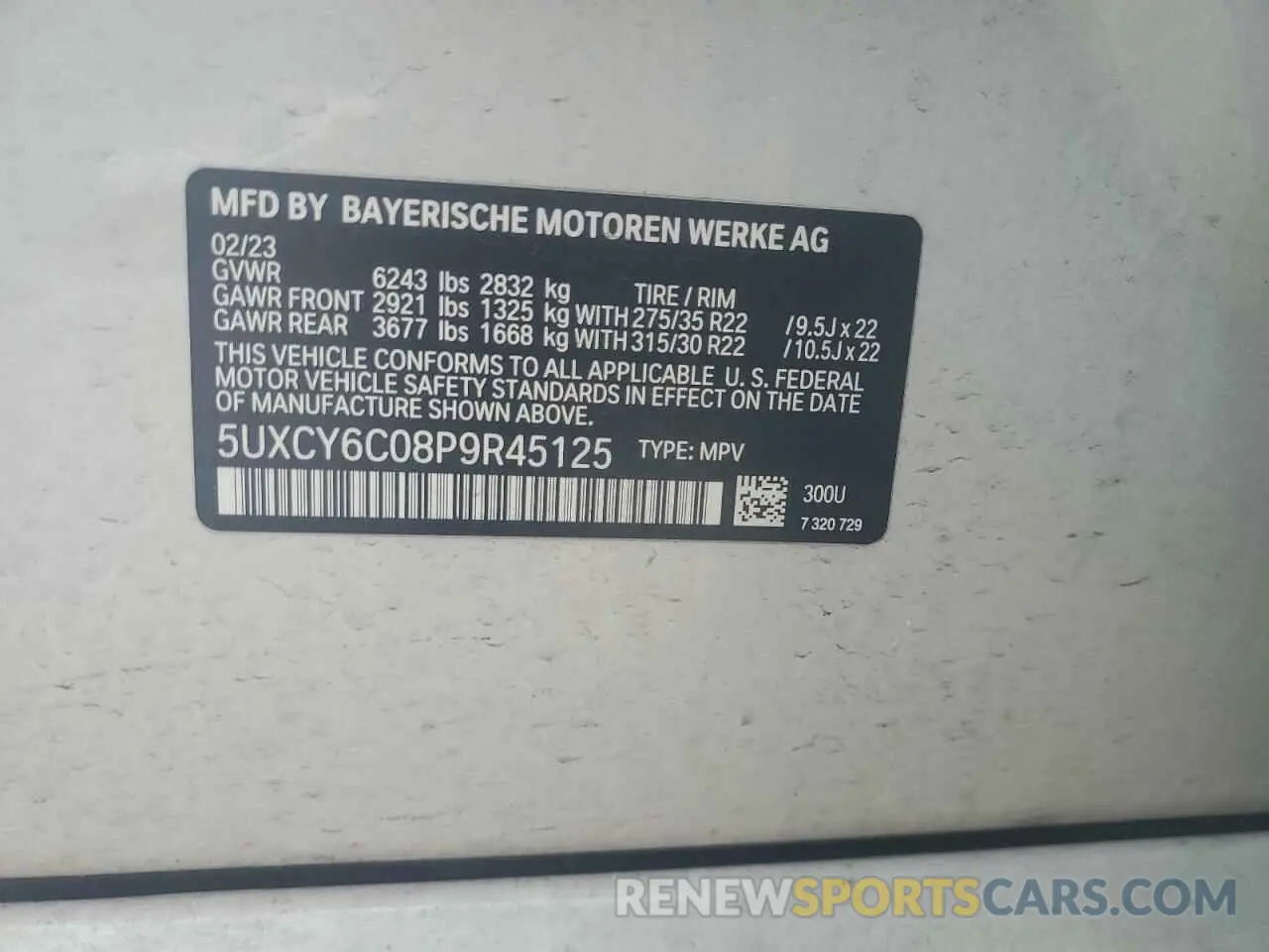 13 Photograph of a damaged car 5UXCY6C08P9R45125 BMW X6 2023