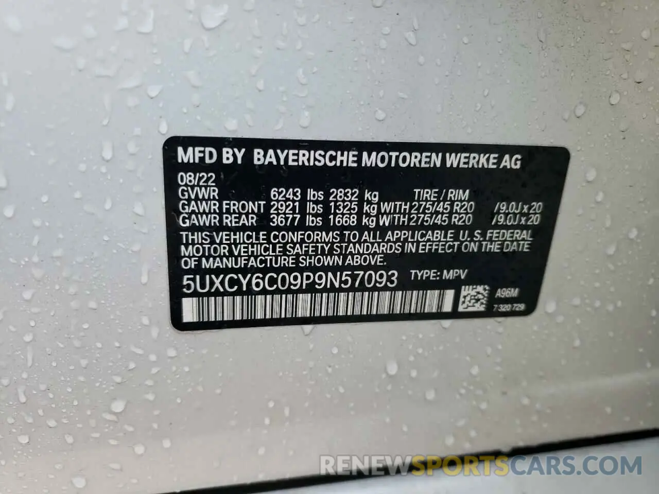 13 Photograph of a damaged car 5UXCY6C09P9N57093 BMW X6 2023