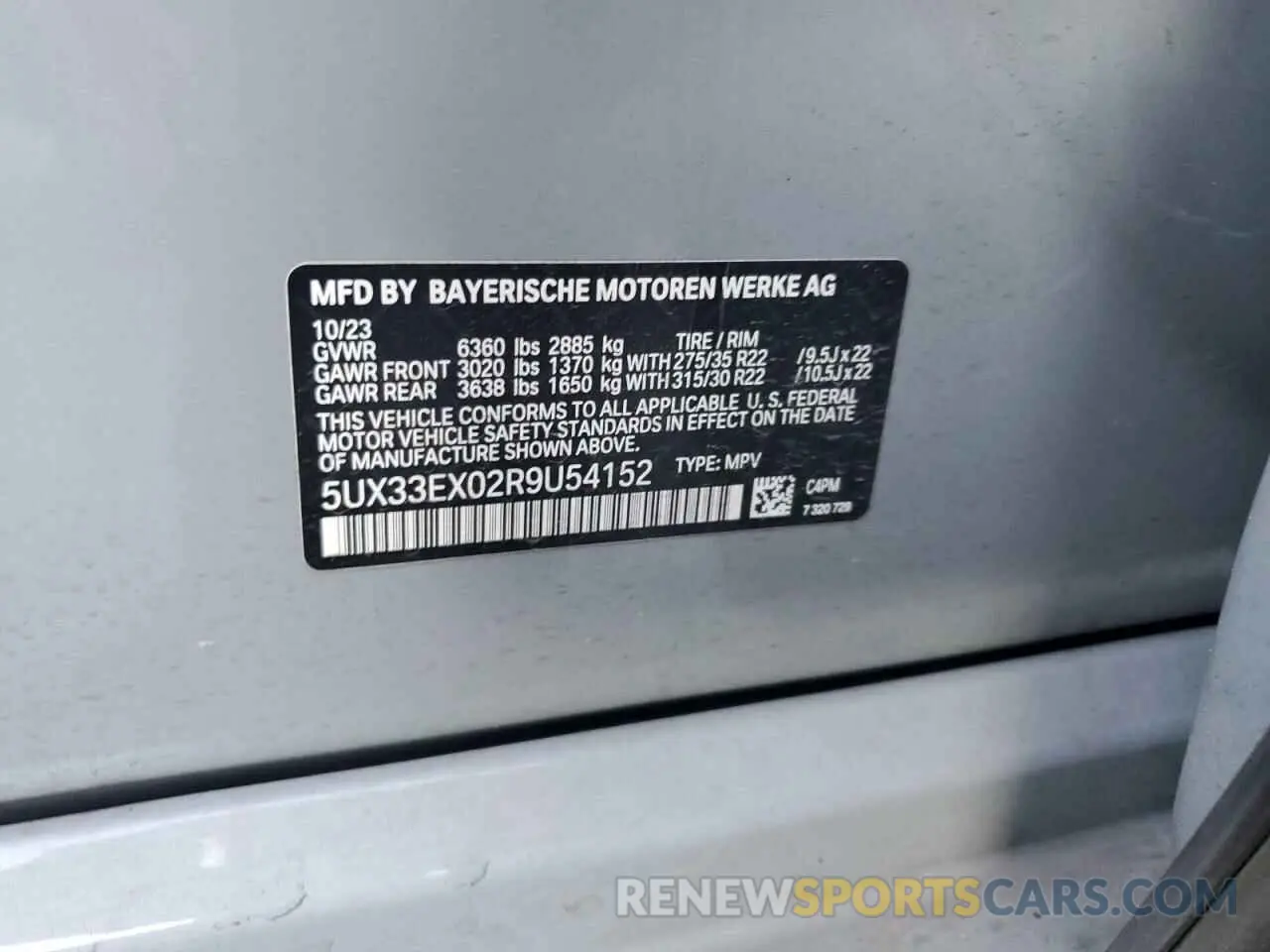 12 Photograph of a damaged car 5UX33EX02R9U54152 BMW X6 2024