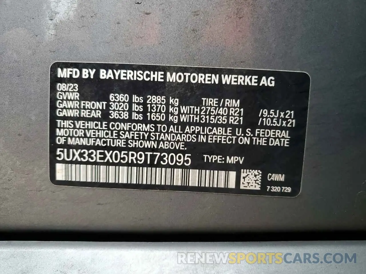 13 Photograph of a damaged car 5UX33EX05R9T73095 BMW X6 2024