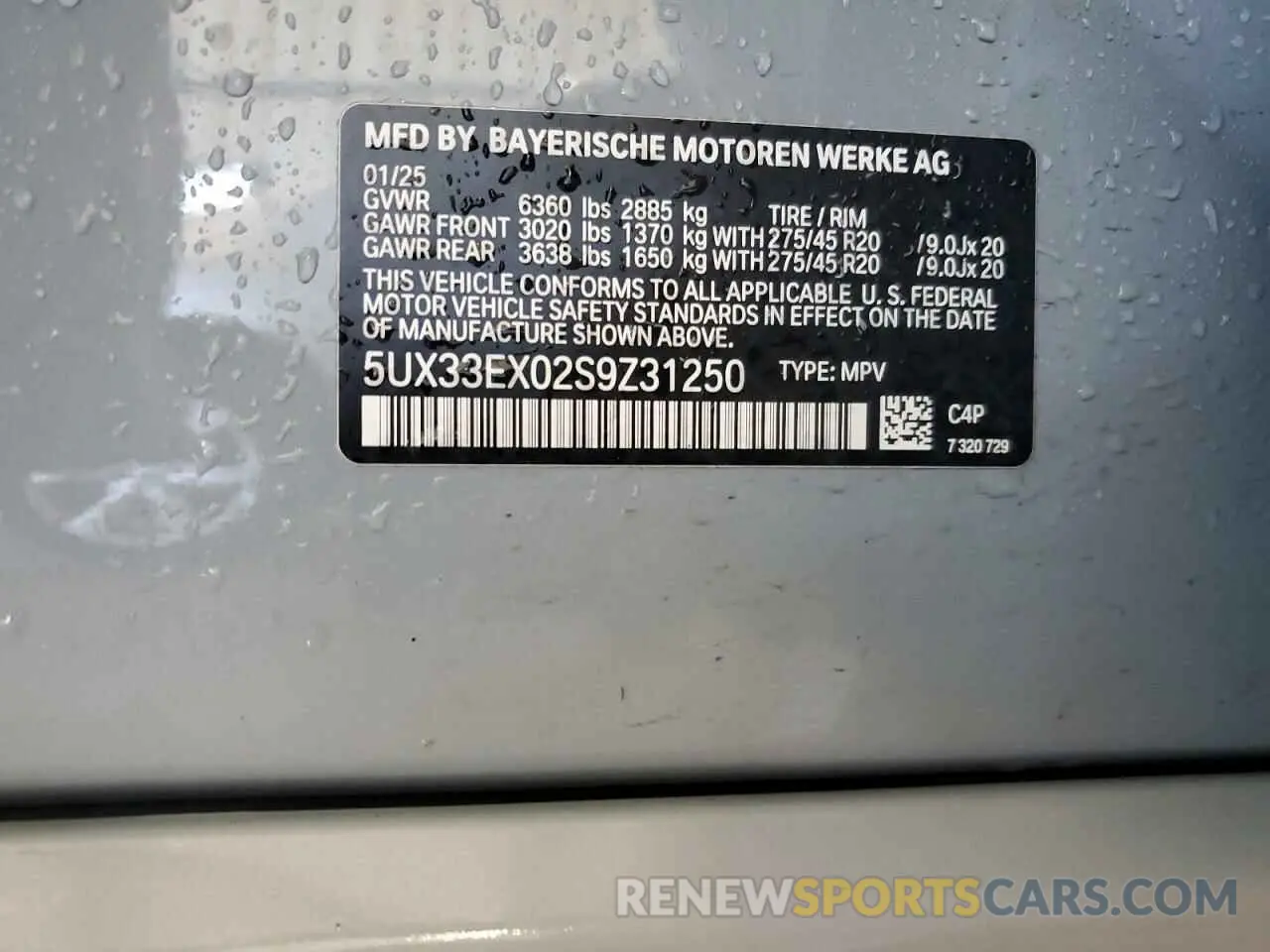 13 Photograph of a damaged car 5UX33EX02S9Z31250 BMW X6 2025