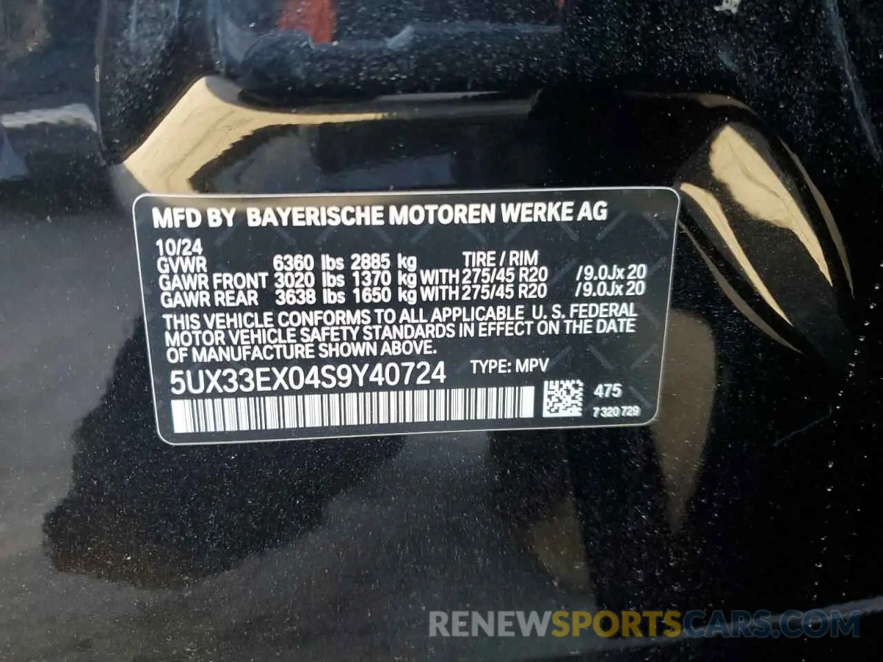 13 Photograph of a damaged car 5UX33EX04S9Y40724 BMW X6 2025