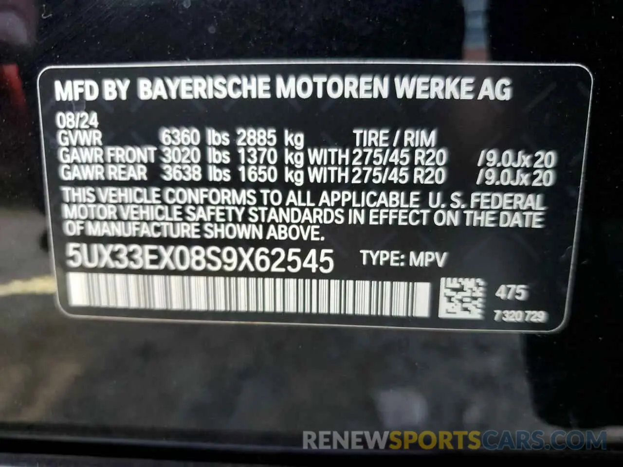13 Photograph of a damaged car 5UX33EX08S9X62545 BMW X6 2025