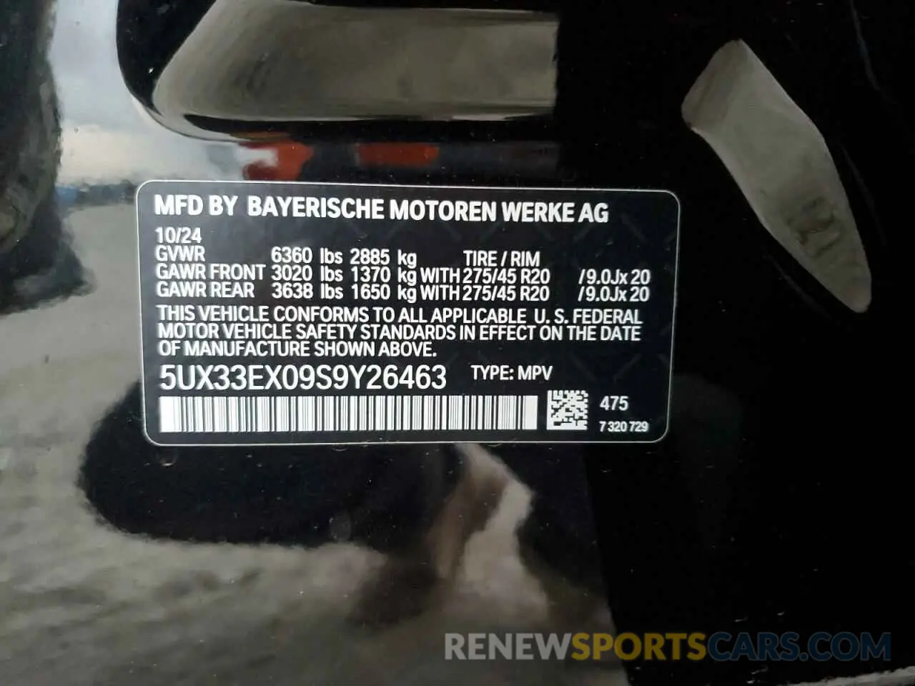 14 Photograph of a damaged car 5UX33EX09S9Y26463 BMW X6 2025