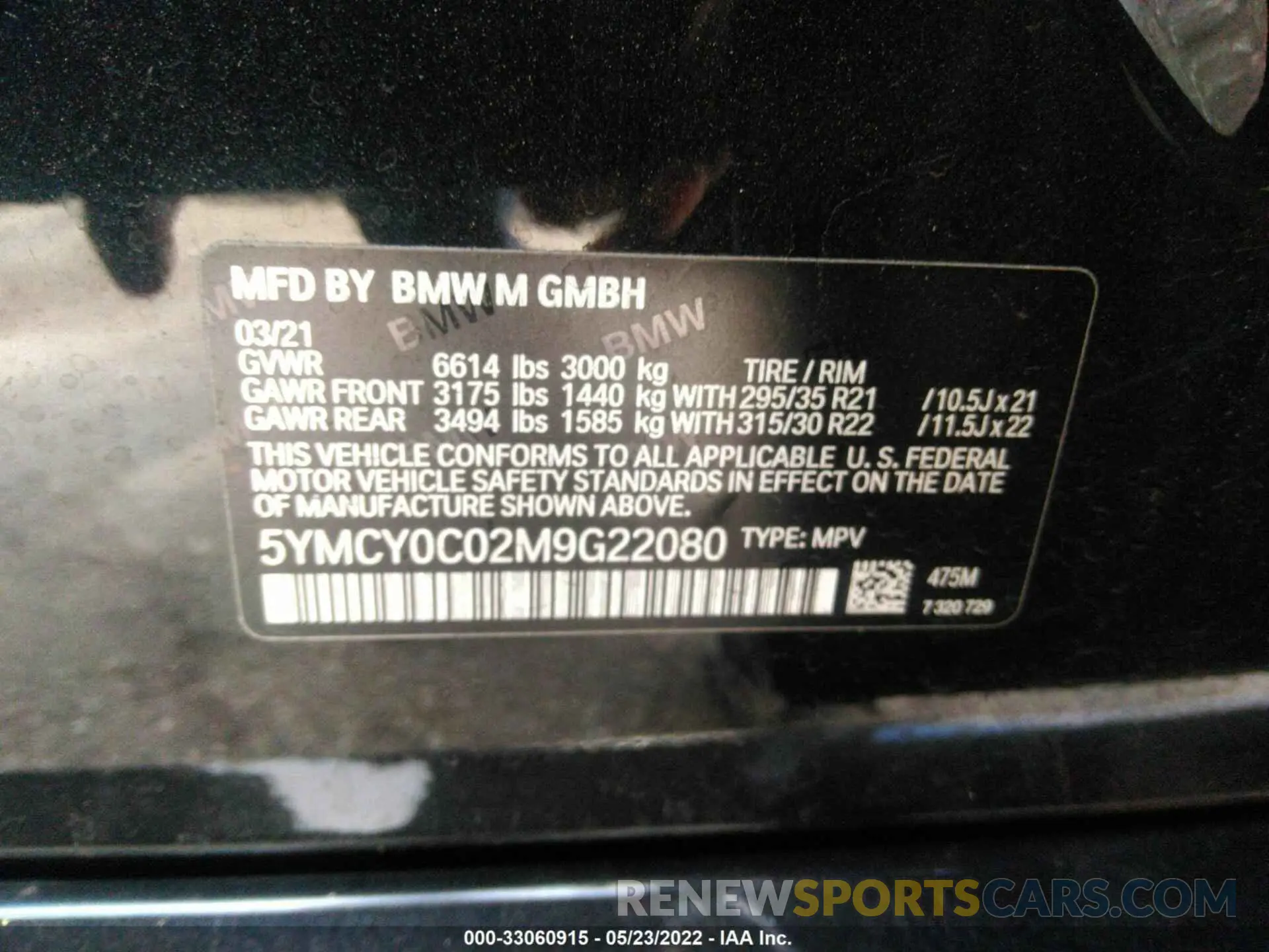 9 Photograph of a damaged car 5YMCY0C02M9G22080 BMW X6 M 2021