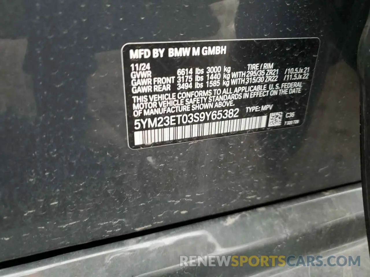 13 Photograph of a damaged car 5YM23ET03S9Y65382 BMW X6 M COMPE 2025