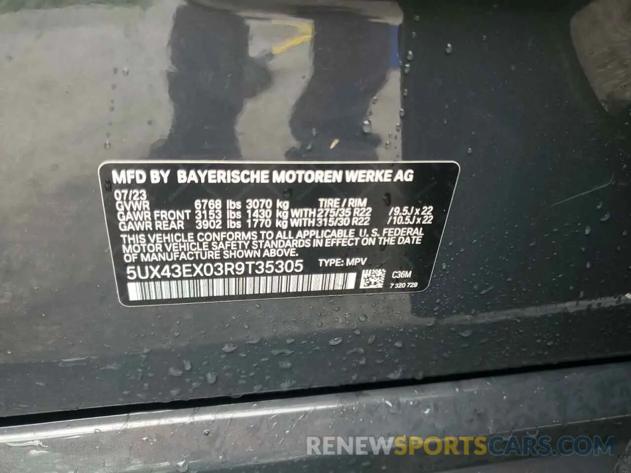 14 Photograph of a damaged car 5UX43EX03R9T35305 BMW X6 M60I 2024