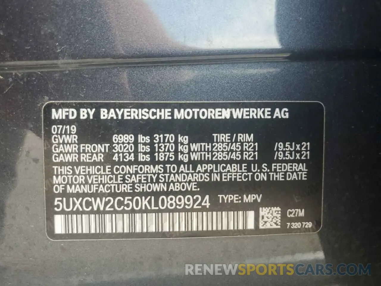 13 Photograph of a damaged car 5UXCW2C50KL089924 BMW X7 2019