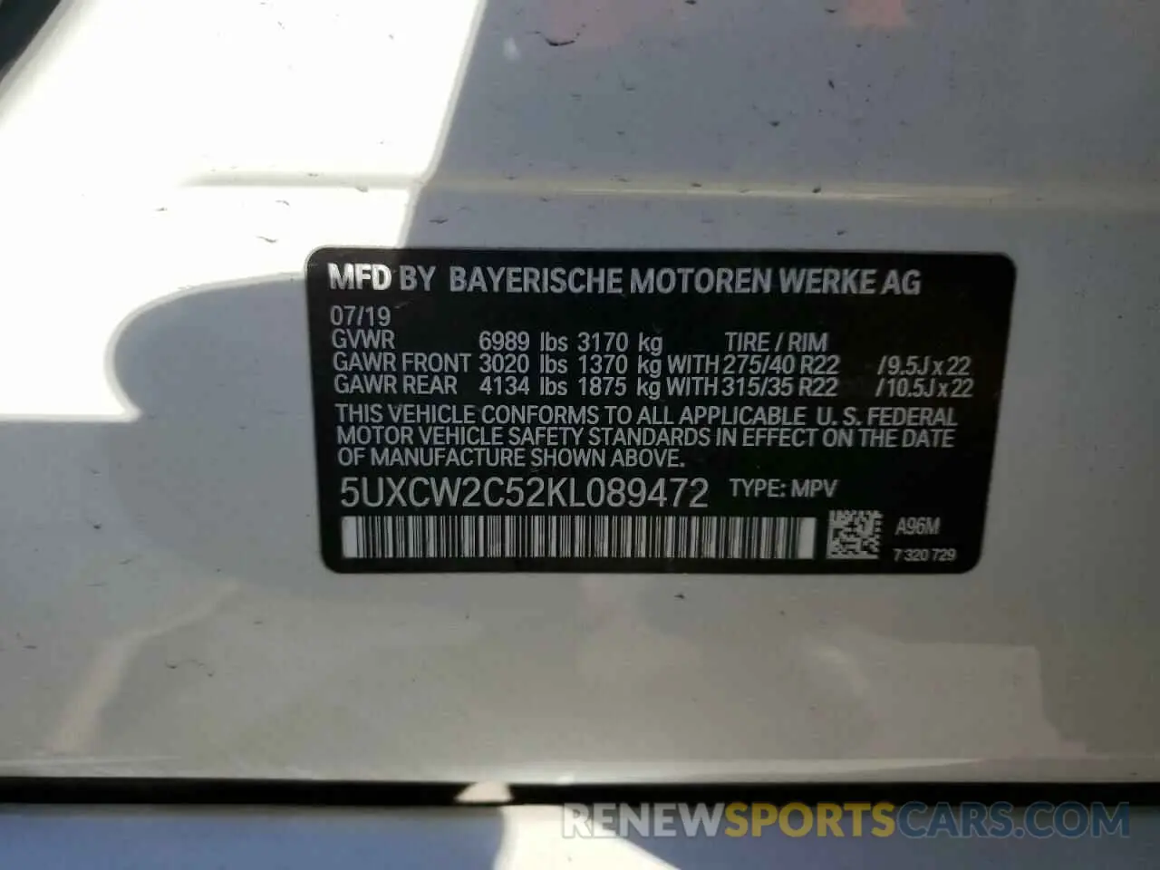14 Photograph of a damaged car 5UXCW2C52KL089472 BMW X7 2019