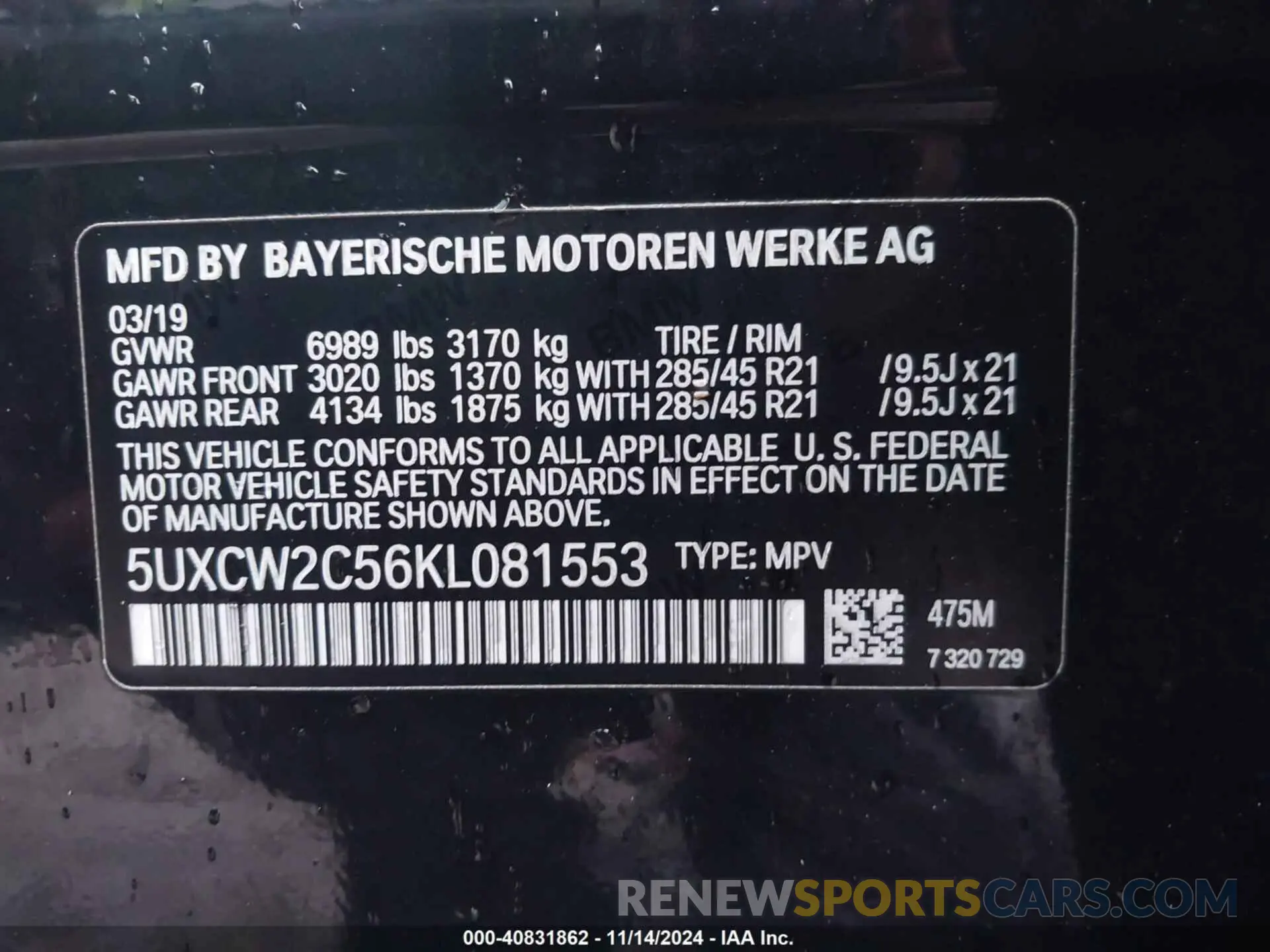 9 Photograph of a damaged car 5UXCW2C56KL081553 BMW X7 2019