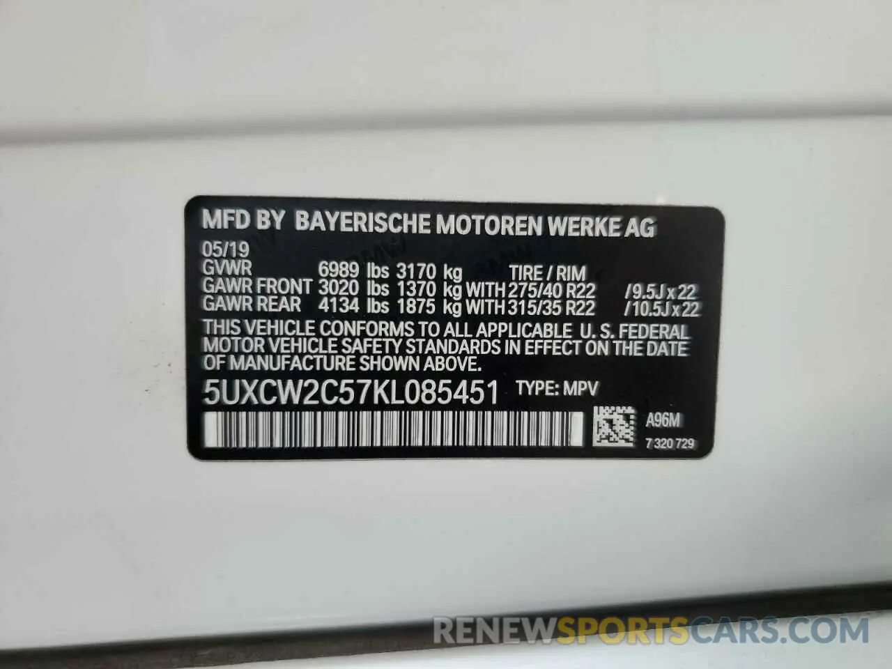14 Photograph of a damaged car 5UXCW2C57KL085451 BMW X7 2019