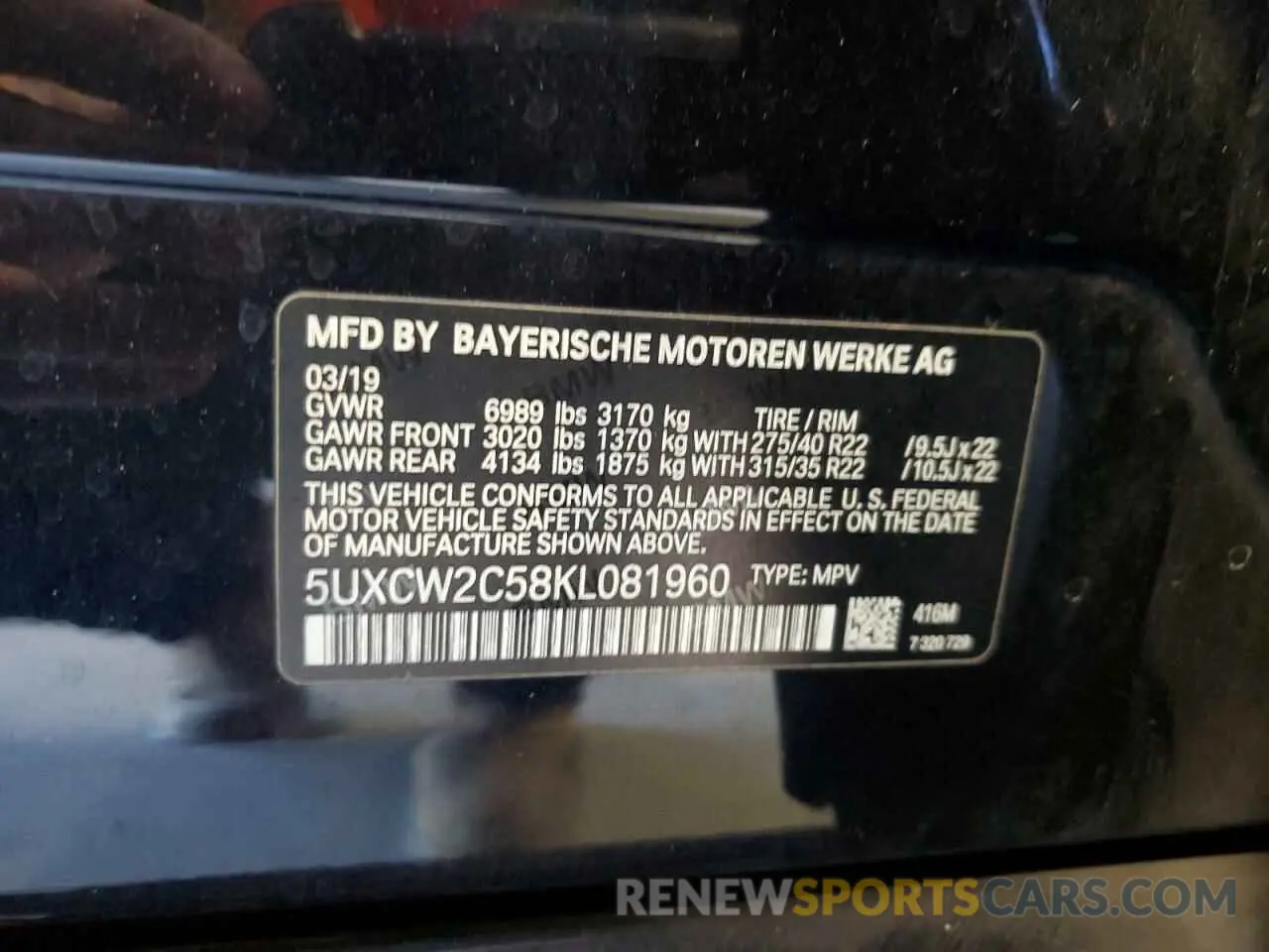 13 Photograph of a damaged car 5UXCW2C58KL081960 BMW X7 2019